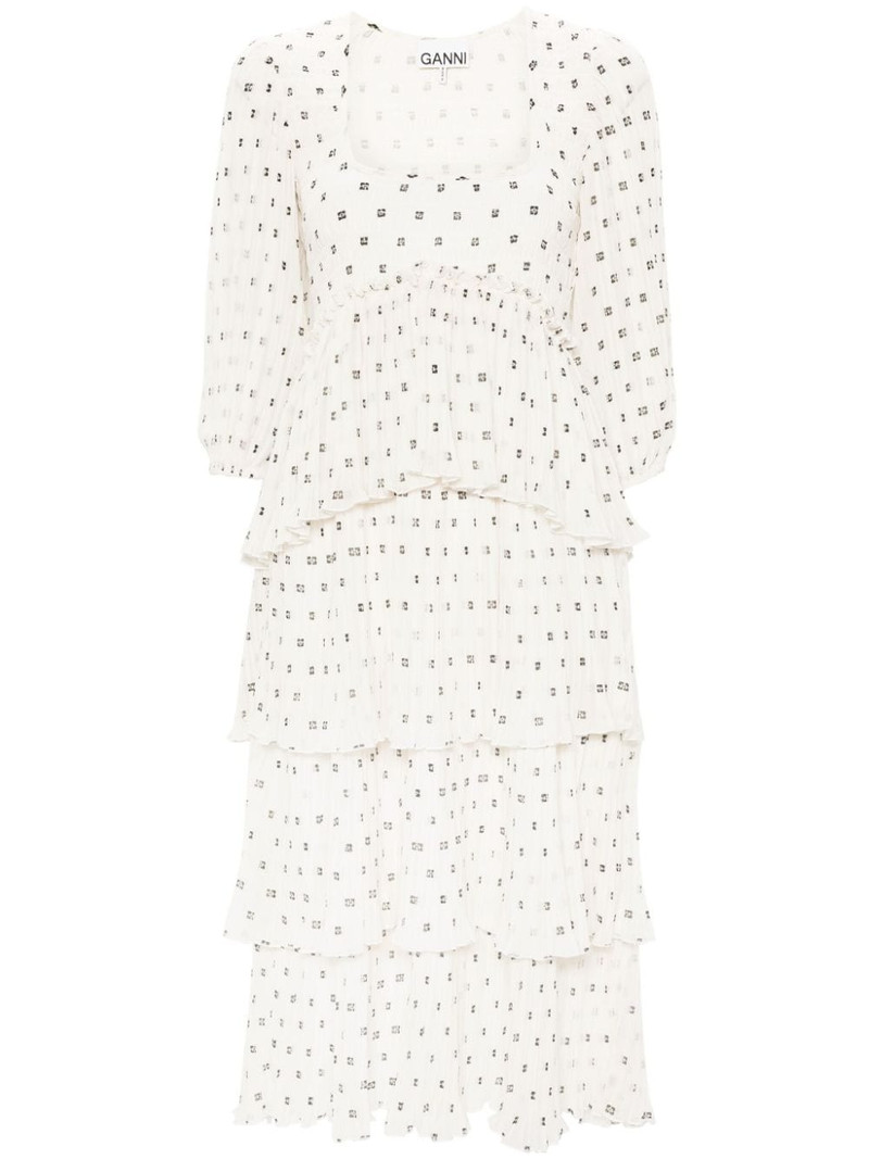monogram-print pleated midi dress 1