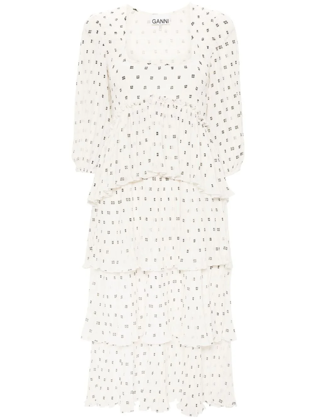 monogram-print pleated midi dress - 1