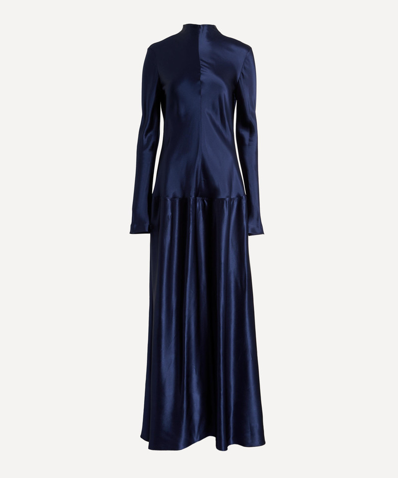 Mila Prussian Blue Satin Gown 1