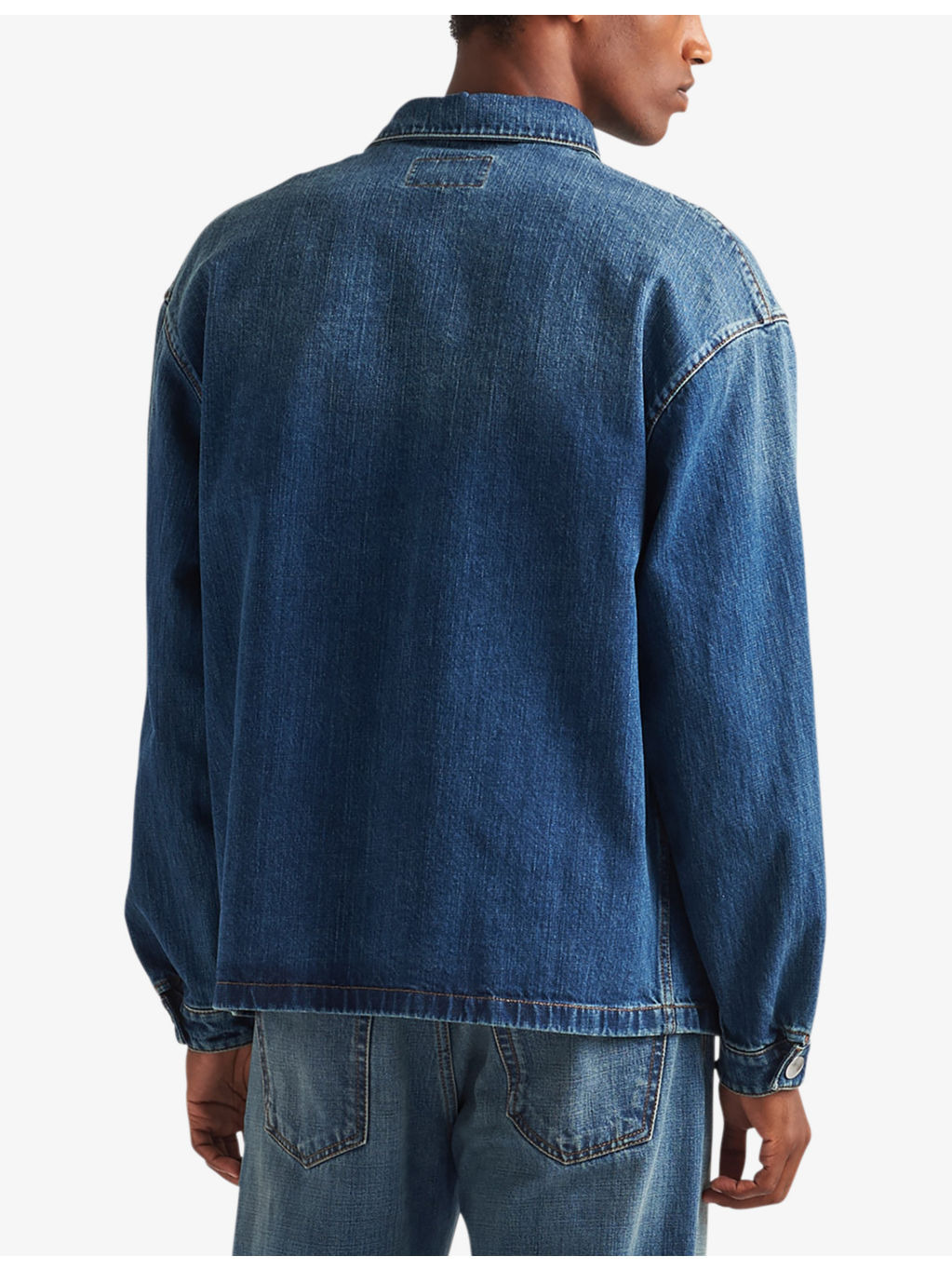 Brand-plaque boxy-fit denim shirt - 4