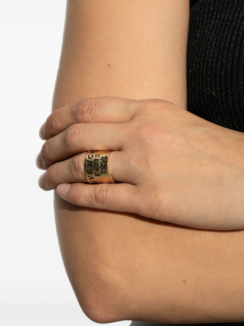 hammered logo ring - 2