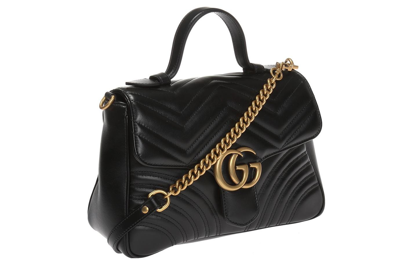 (WMNS) Gucci GG Marmont Series Bag Small-Size Black 498110-DTDIT-1000 - 2