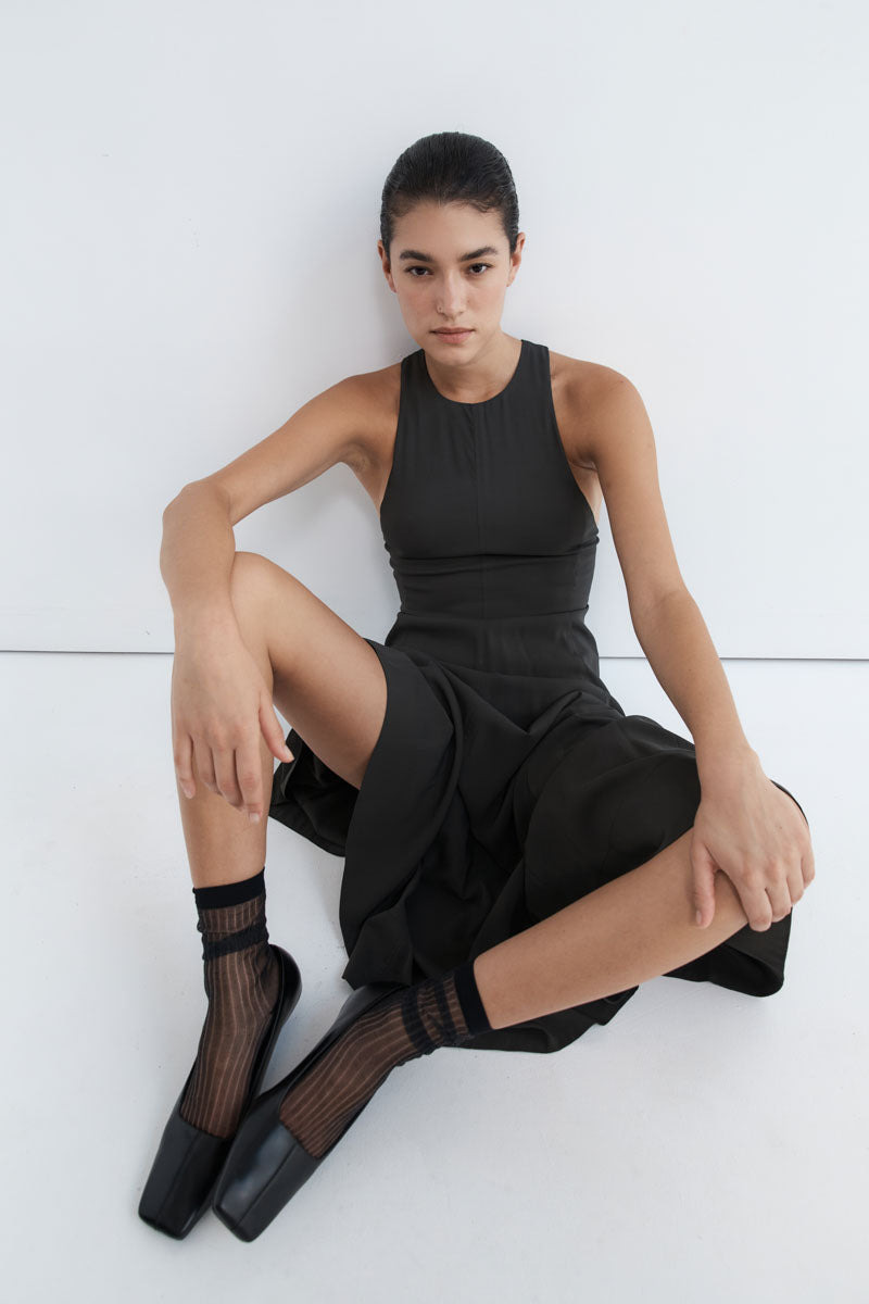 Cut Away Maxi Dress - Black Olive - 7