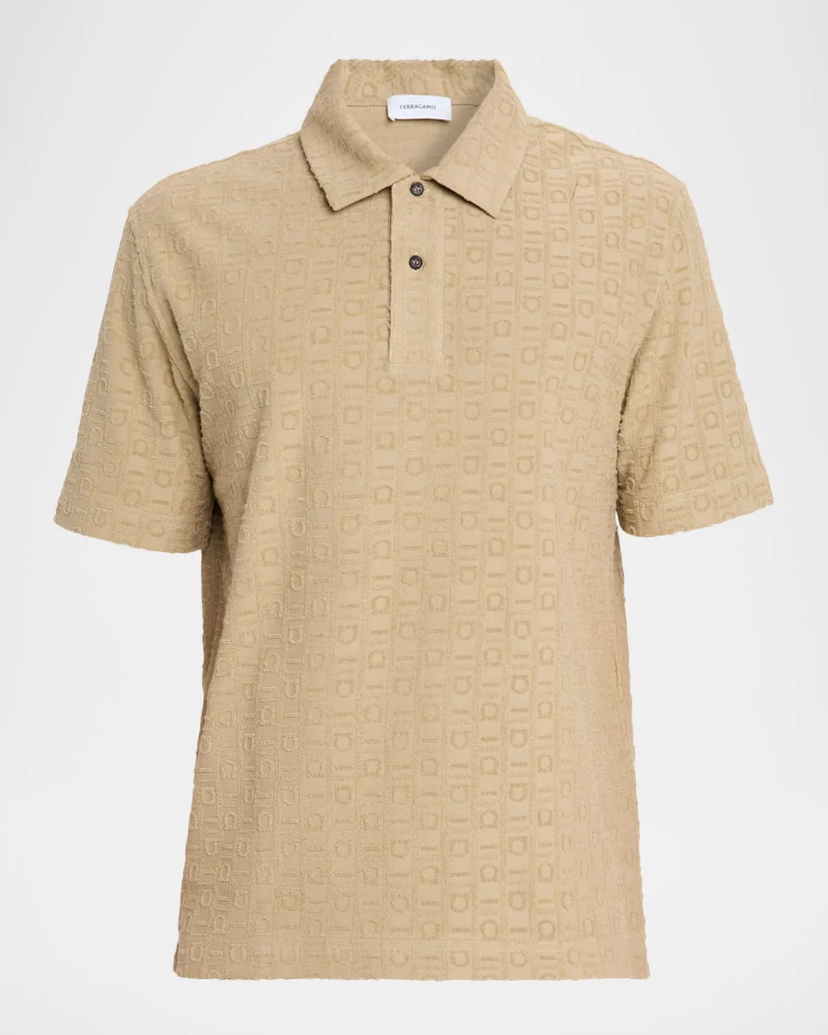 Men's Cotton Jacquard Gancini Monogram Polo Shirt - 1