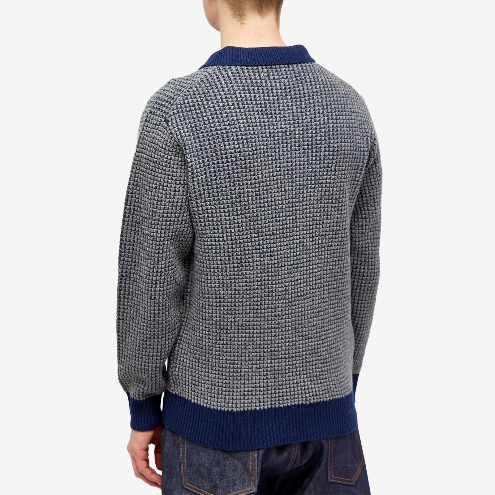 Beams Plus Crochet Long Sleeve Polo - 3