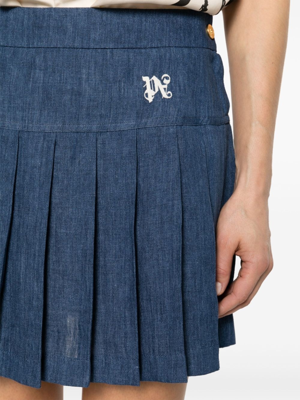 logo-embroidered pleated skirt - 5