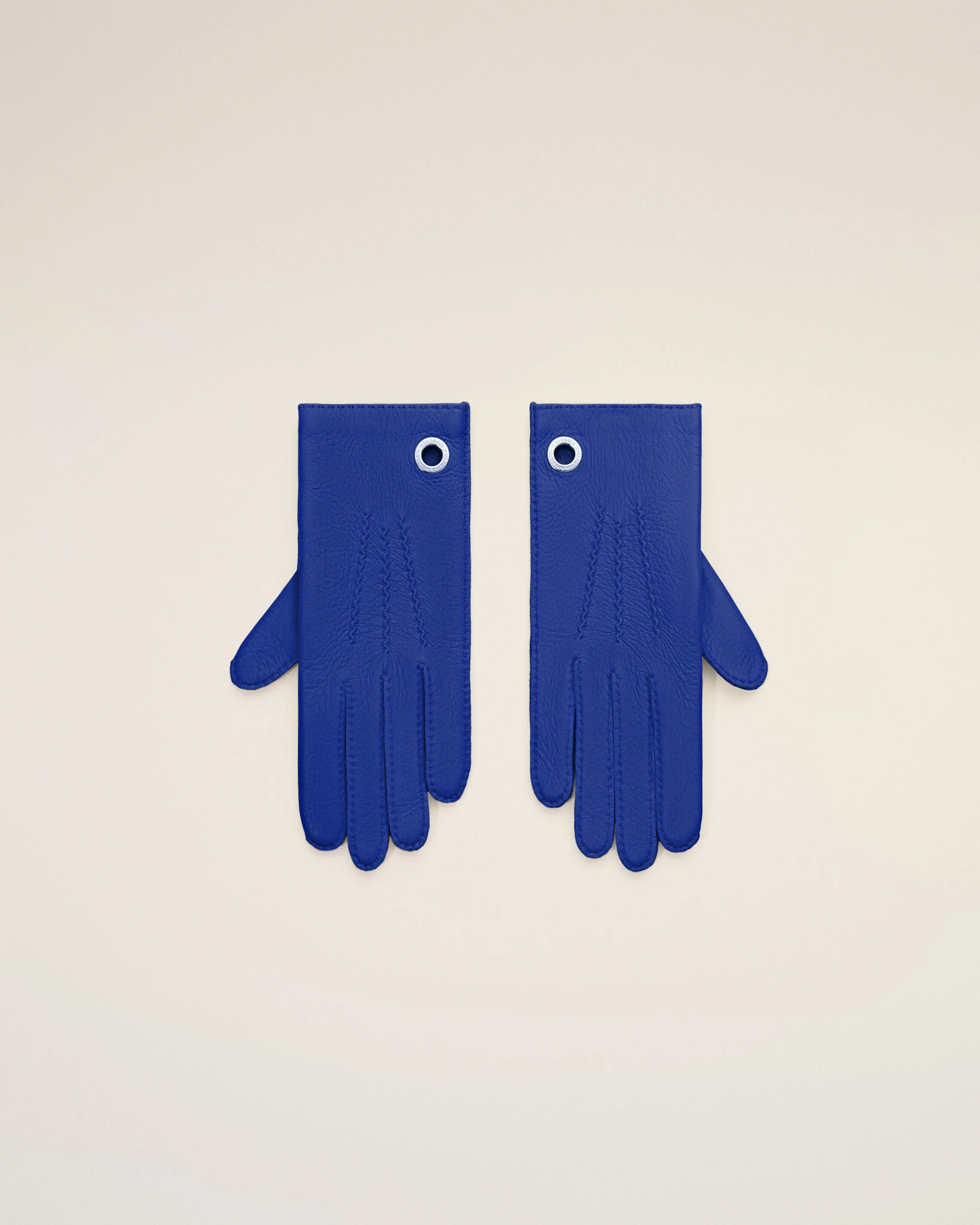 BLUE GRAINED LEATHER GLOVES - 1