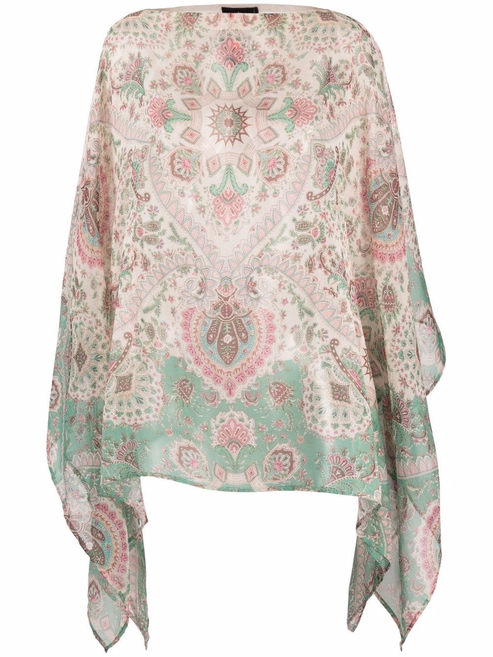 paisley-print chiffon poncho - 1