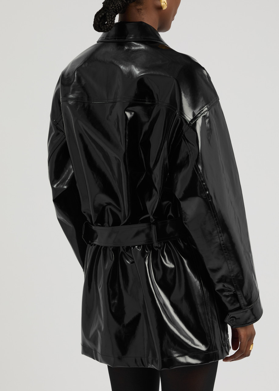 Saint Laurent Saharienne Belted Vinyl Jacket - 3
