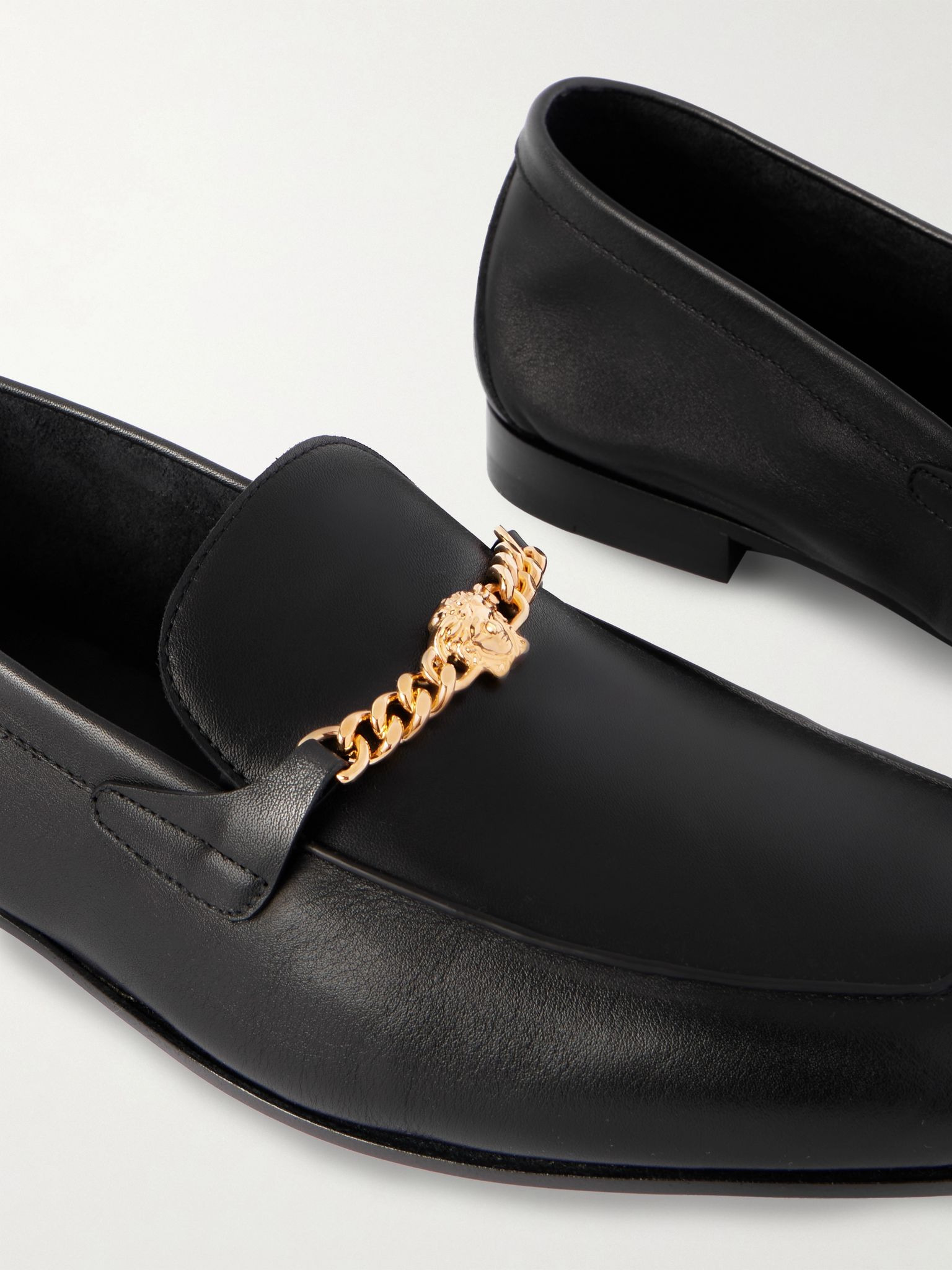 Logo-Embellished Leather Loafers Black - 5
