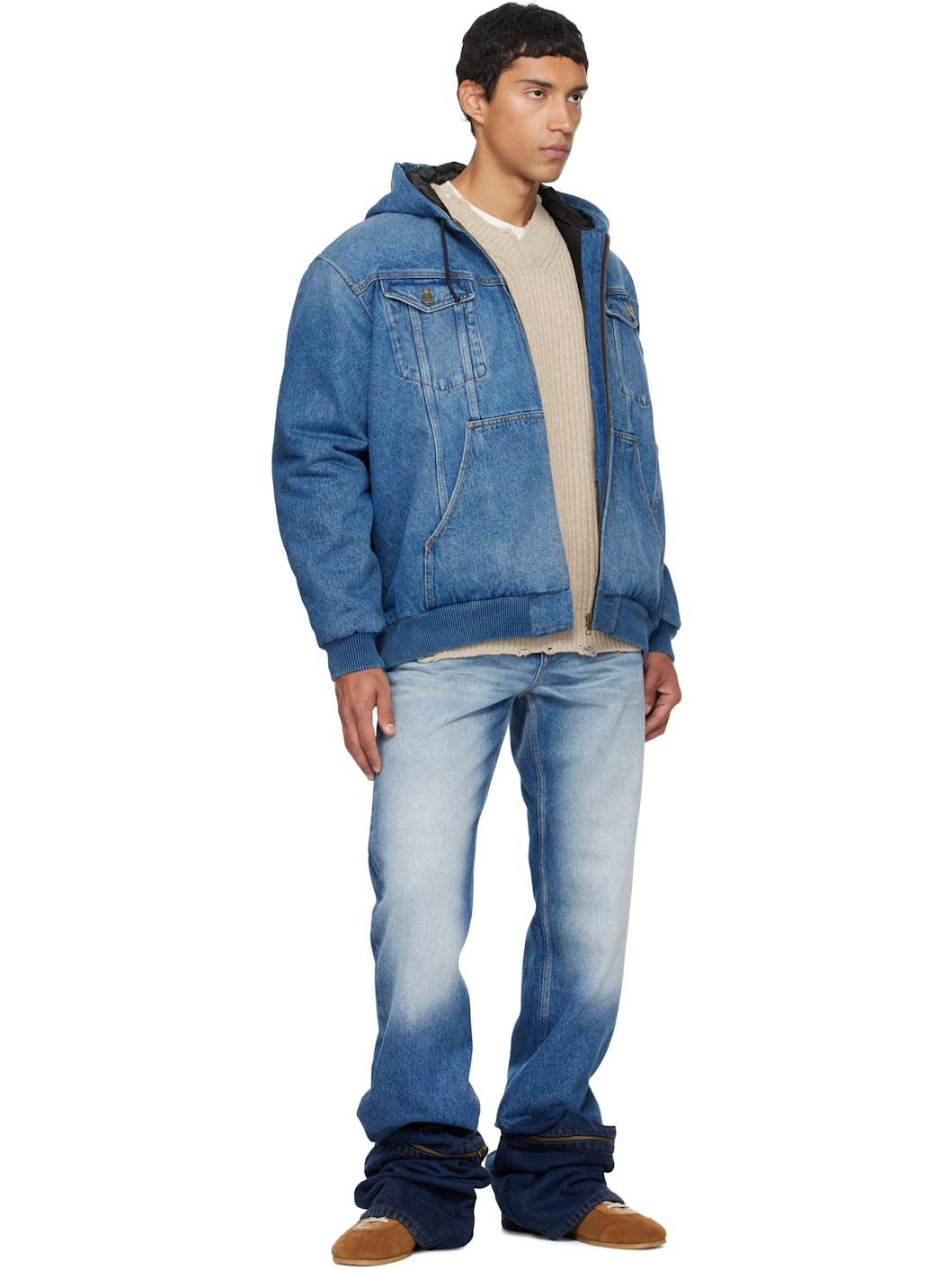 Blue Hooded Denim Jacket - 4
