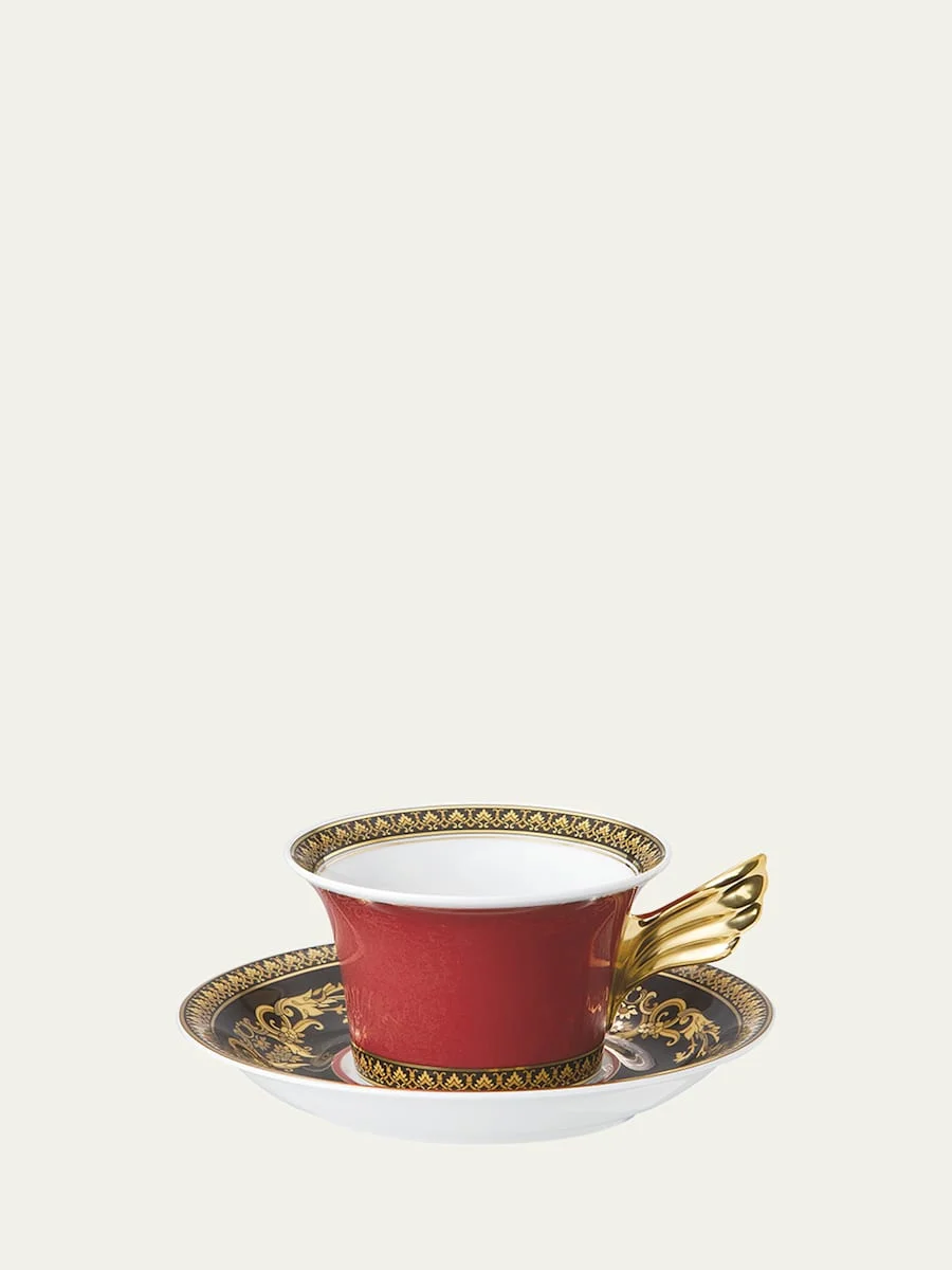 Medusa Red Tea Cup & Saucer - 1