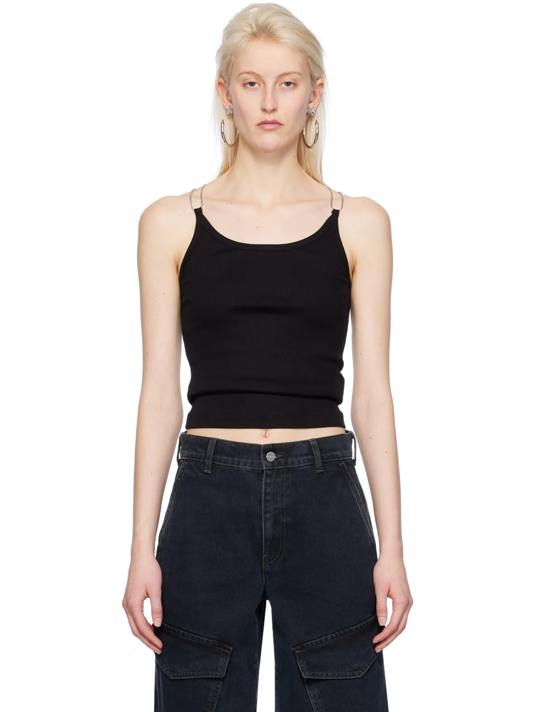 Black Wire Strap Tank Top - 1