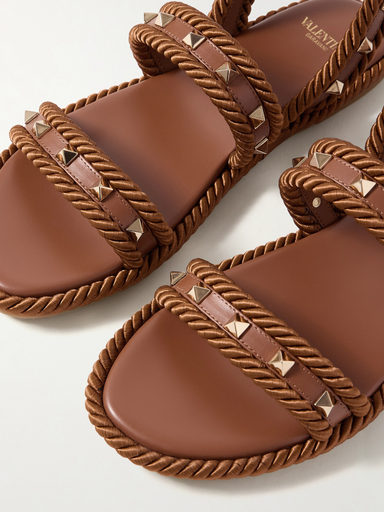 Rockstud Torchon Rope-trimmed Leather Sandals - 4