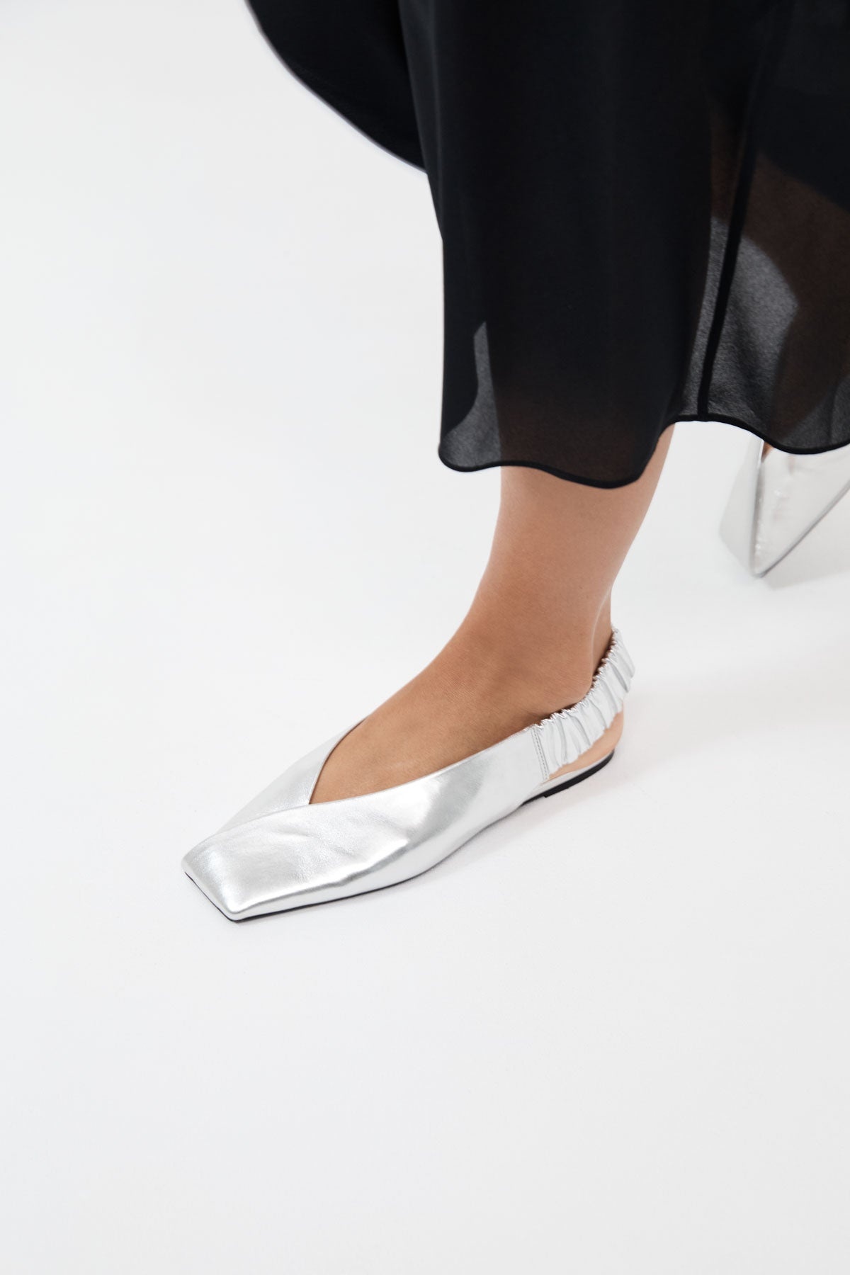 Envelope Sling Back Flat - Silver - 4