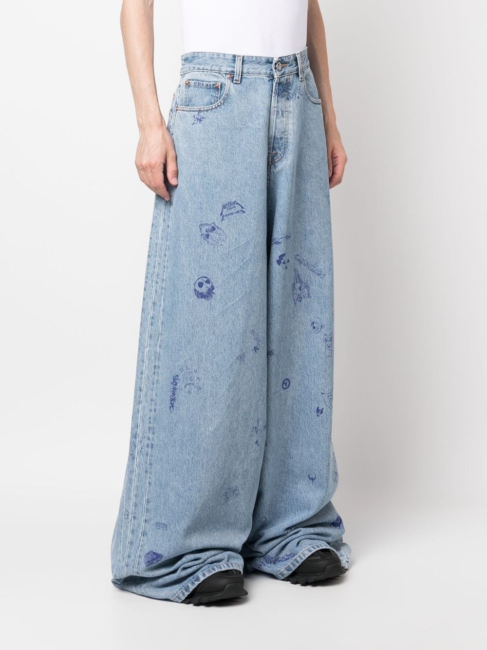 illustration-print baggy jeans - 3