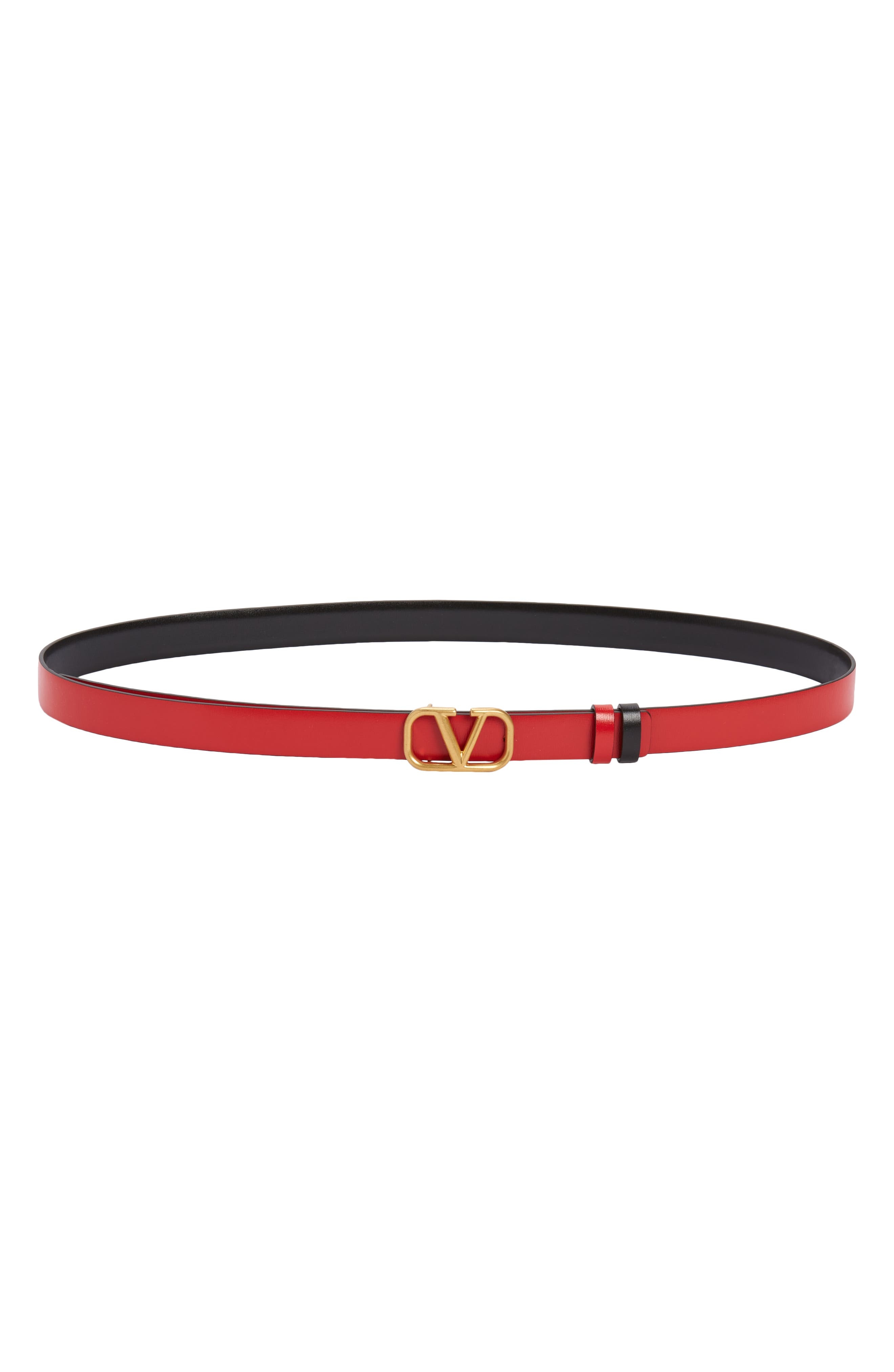 Valentino Garavani VLOGO Buckle Reversible Leather Belt in Nero/Rouge at Nordstrom - 2