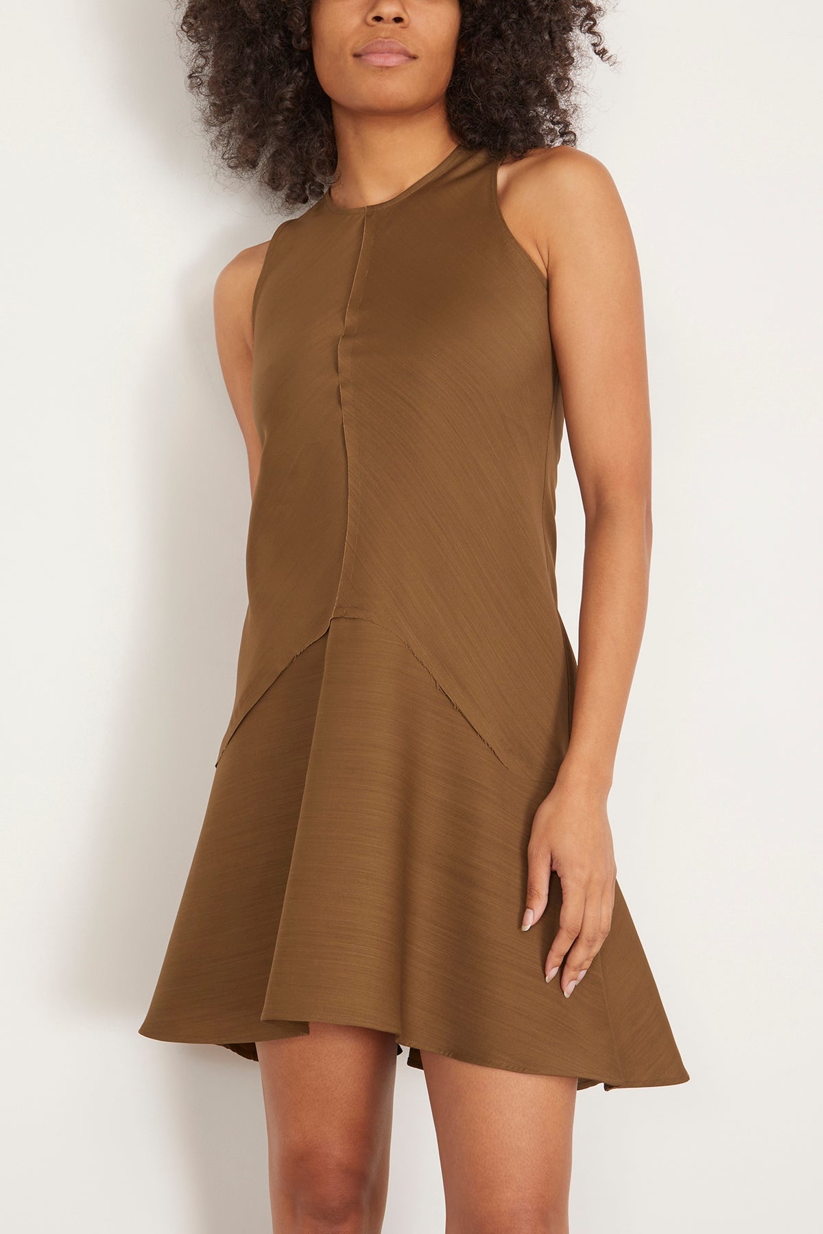 Shield Organic Wool and Silk Mini Dress in Moss - 3