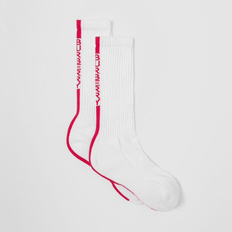Logo Stripe Intarsia Stretch Cotton Socks 4