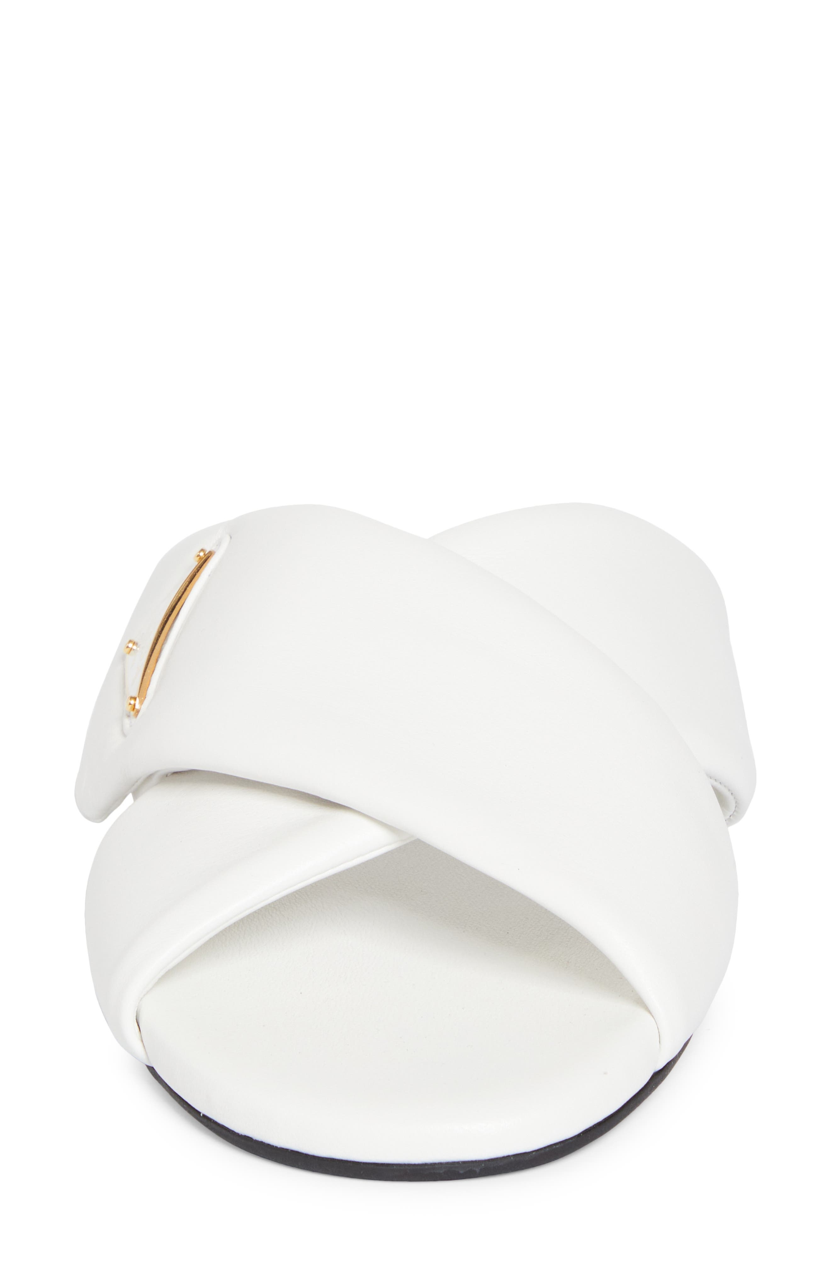 Prada Logo Crisscross Slide Sandal in Bianco at Nordstrom - 4