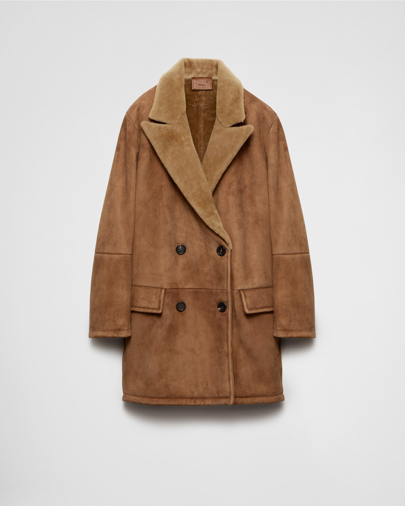 Double-breasted shearling coat 1