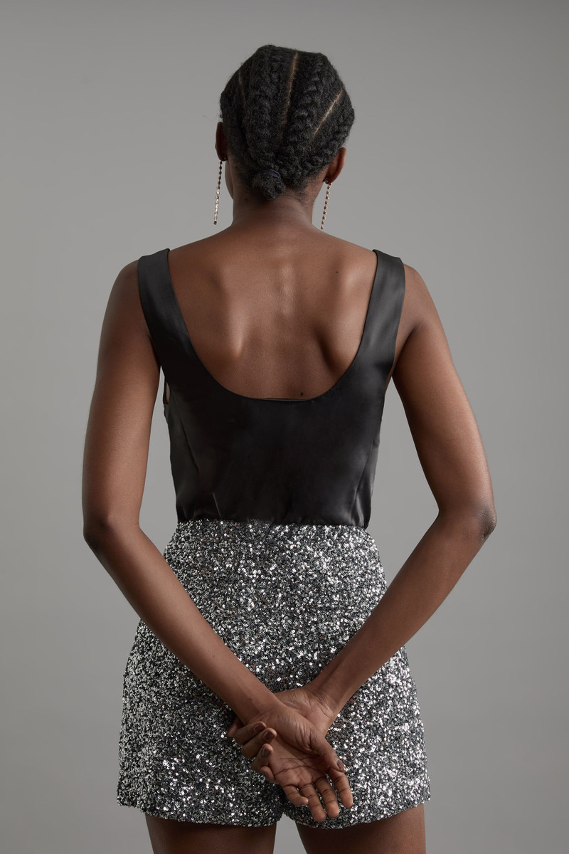 Sequin Tailored Mini Shorts 5