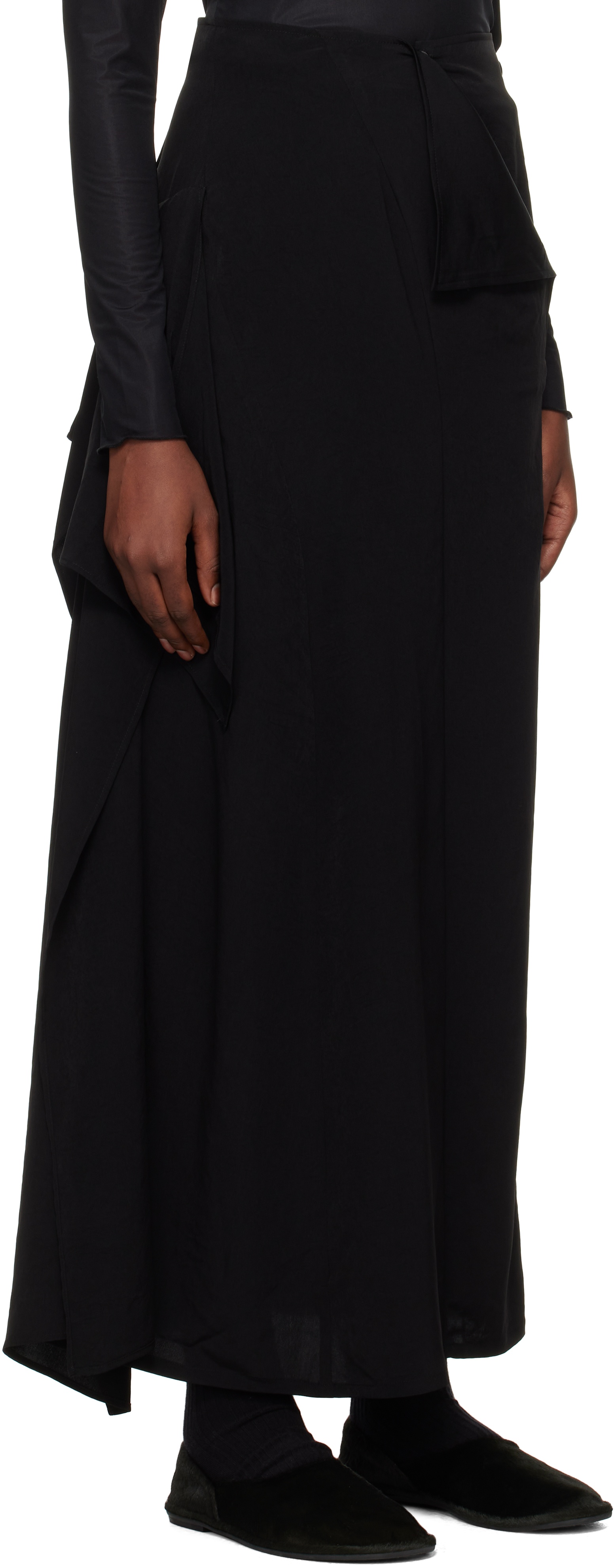 Black B Draped High-Wait Maxi Skirt - 2