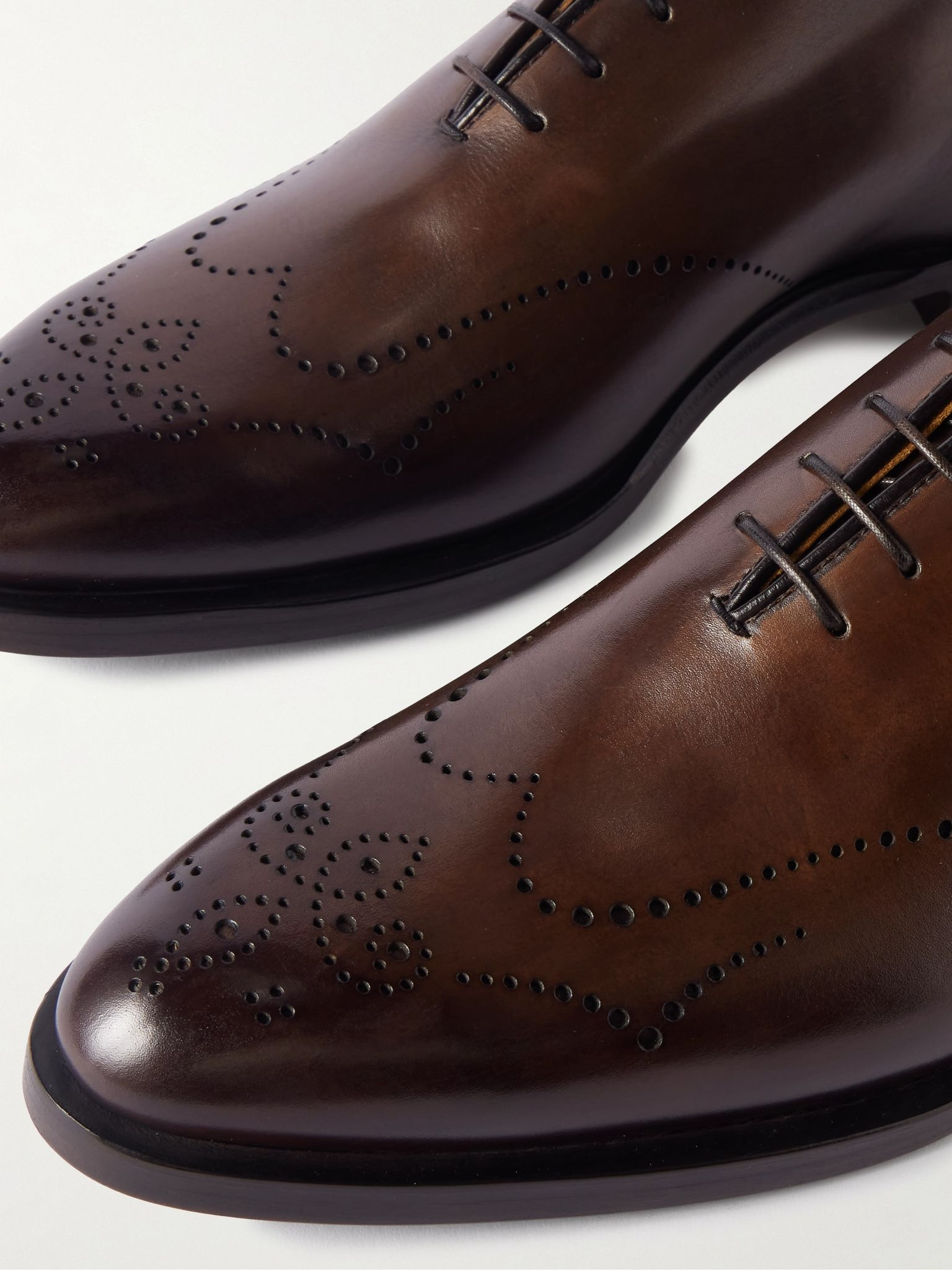 Ajouré Venezia Leather Oxford Shoes Brown - 5