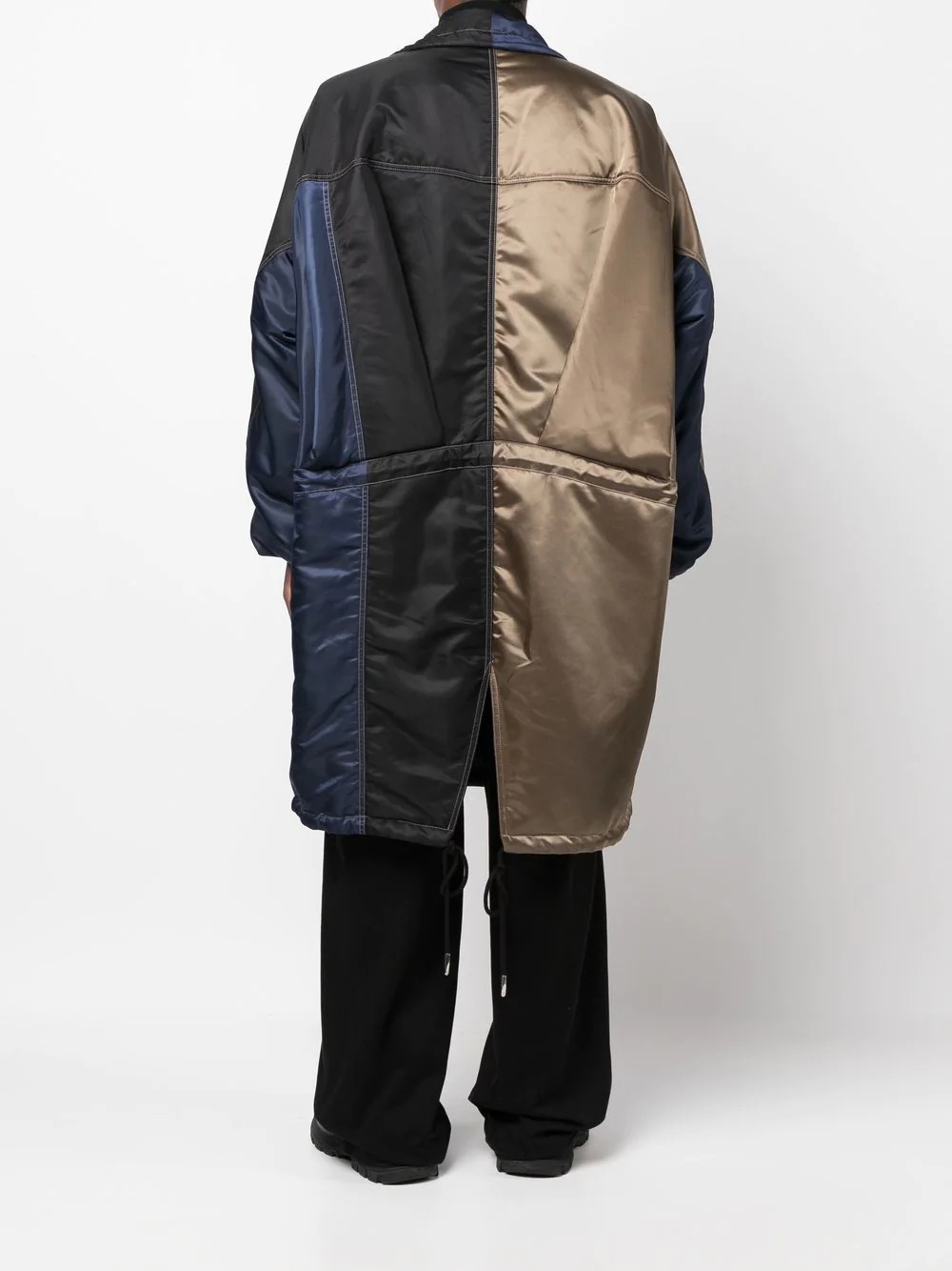 oversized colour-block hooded coat - 6