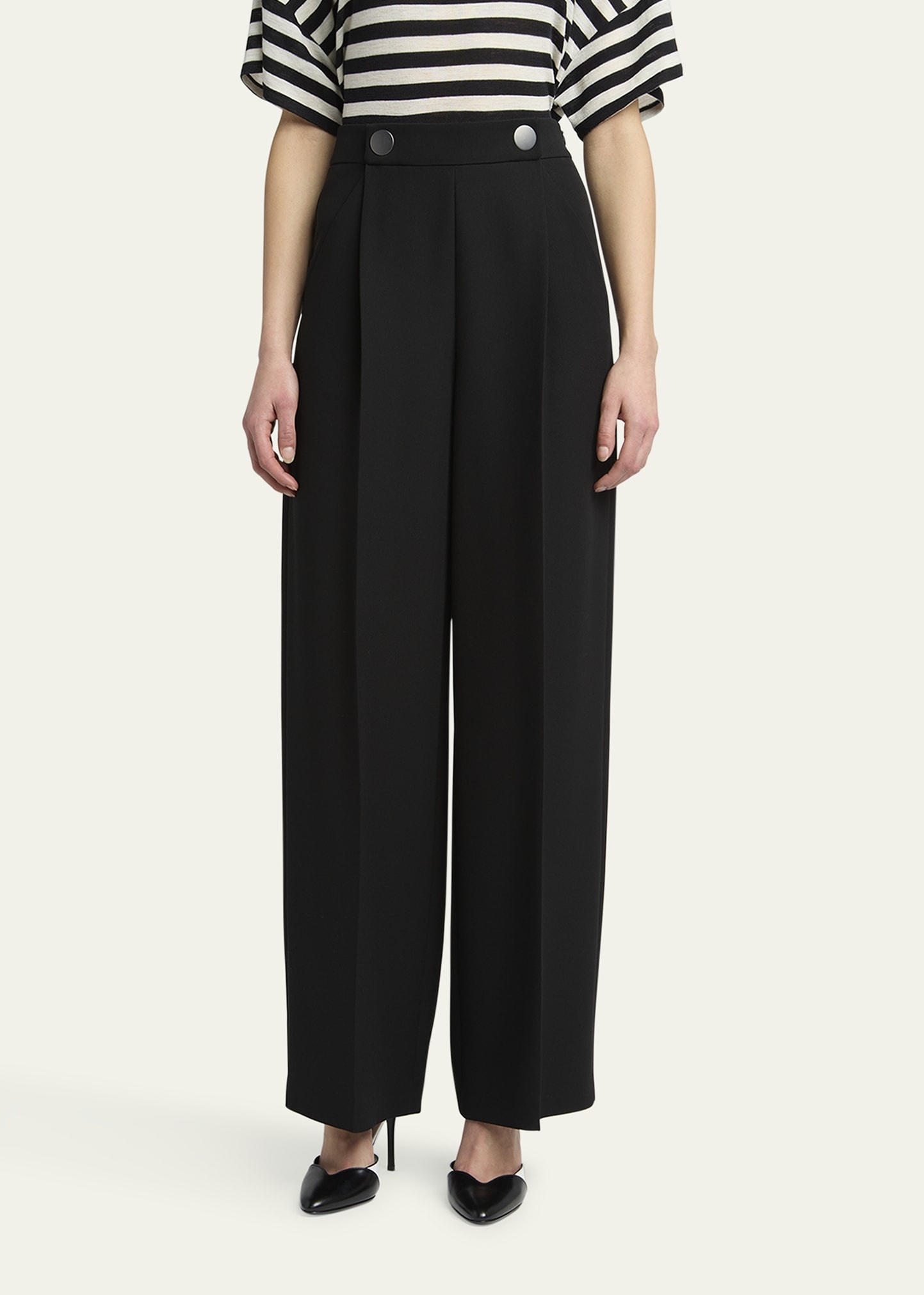 Pleated Wide-Leg Silk Cady Trousers - 4