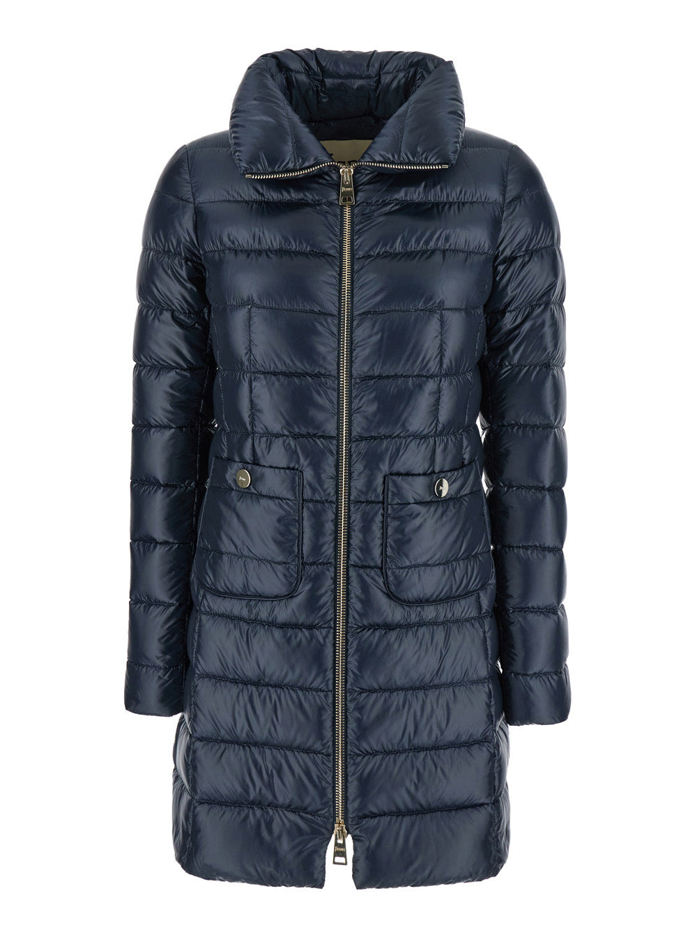 Herno Women 'Maria' Blue Down Jacket With Front Zip Closure And Two Front Patch Pockets In Tech Fabr - 1