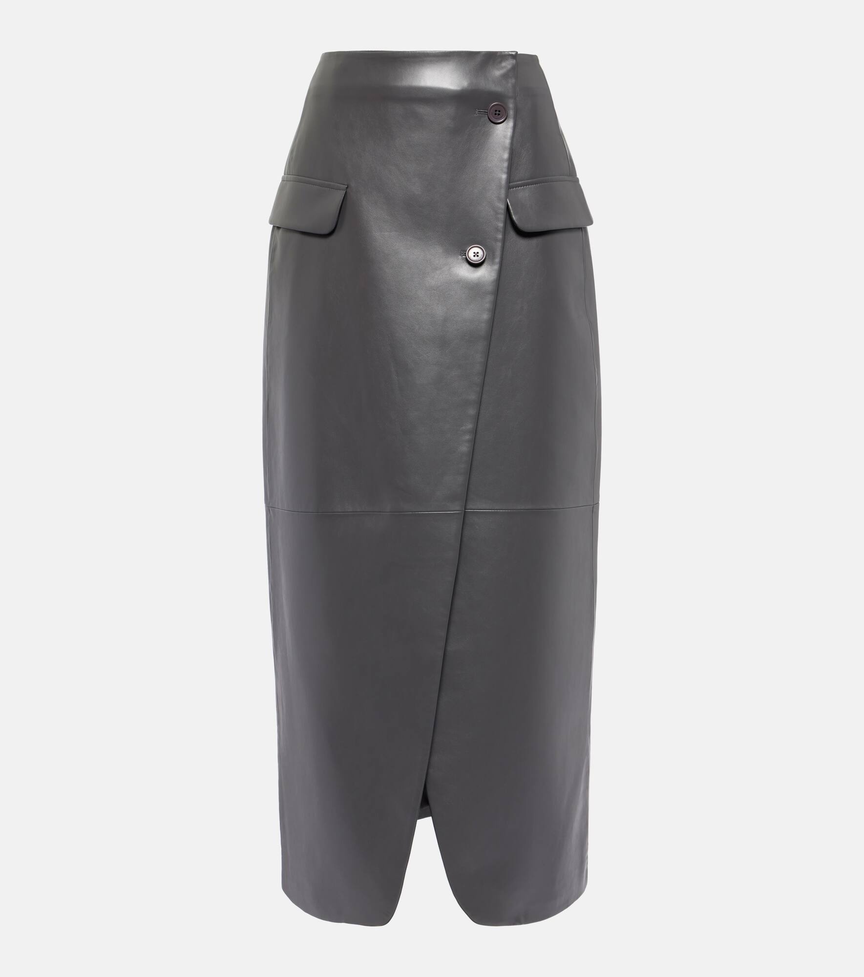 Nan asymmetric faux leather maxi skirt - 1