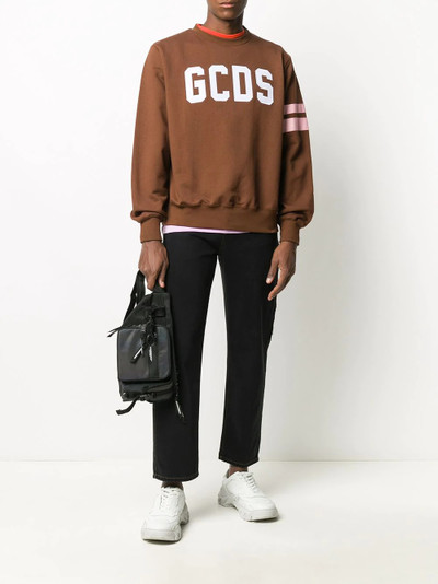 GCDS logo patch stripe detail sweatshirt outlook