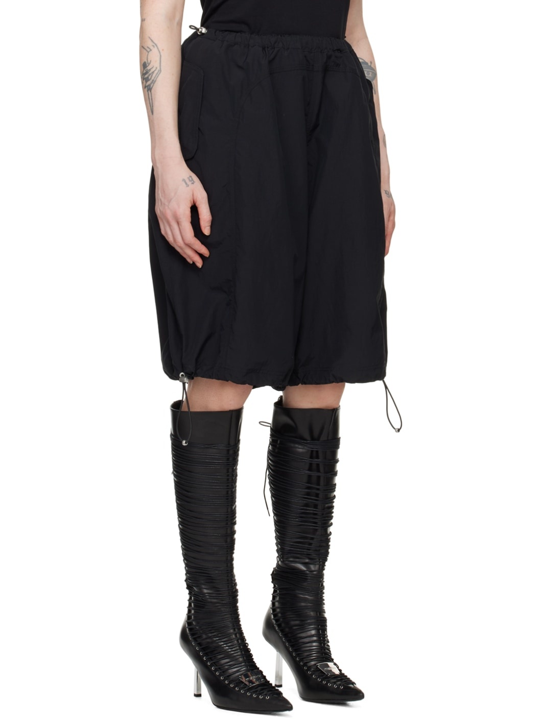 Black Drawstring Shorts - 2