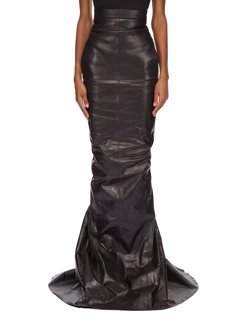 Rick Owens Dirt Pillar maxi leather skirt - ro01d2373lsu-09 | REVERSIBLE