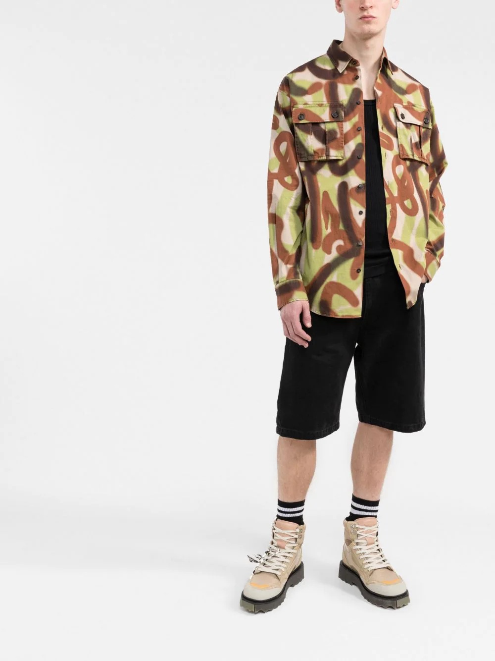 abstract-print flap-pocket shirt - 2