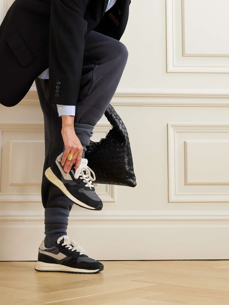 AUTRY Reelwind Low suede and shell sneakers Black outlook