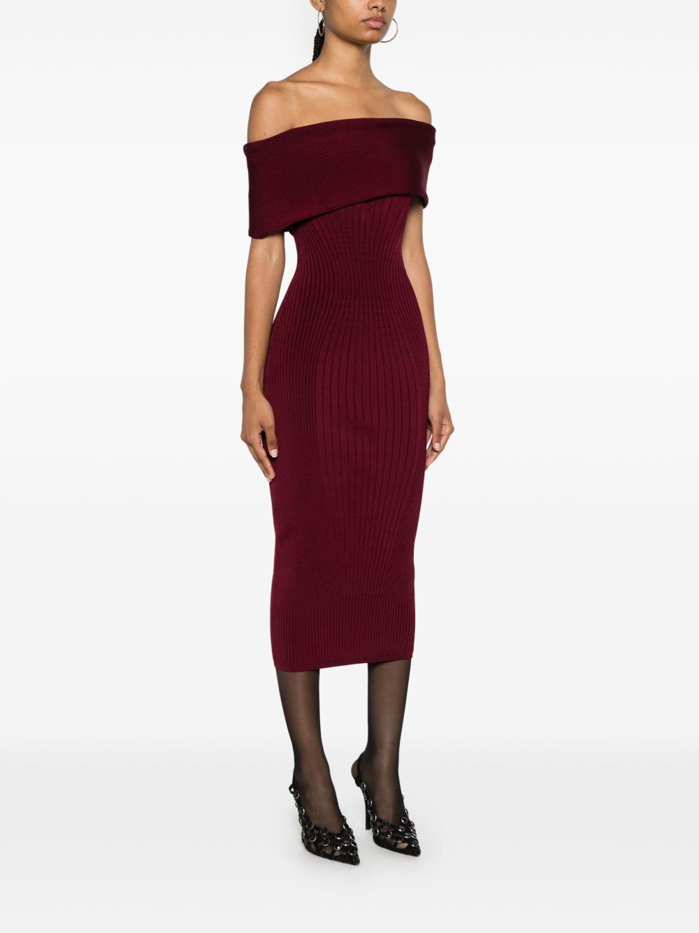 off-shoulder knit dress - 3