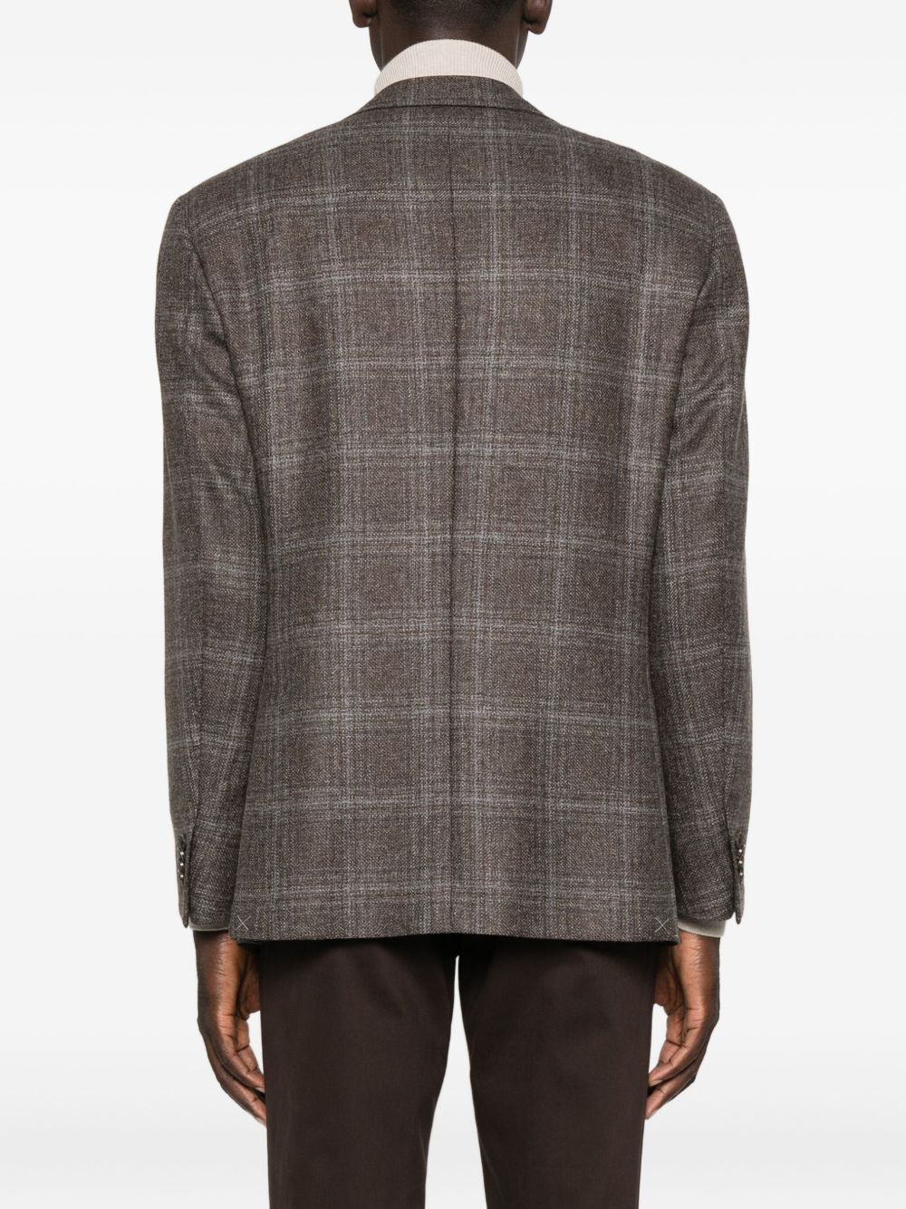 checked two-button blazer - 4