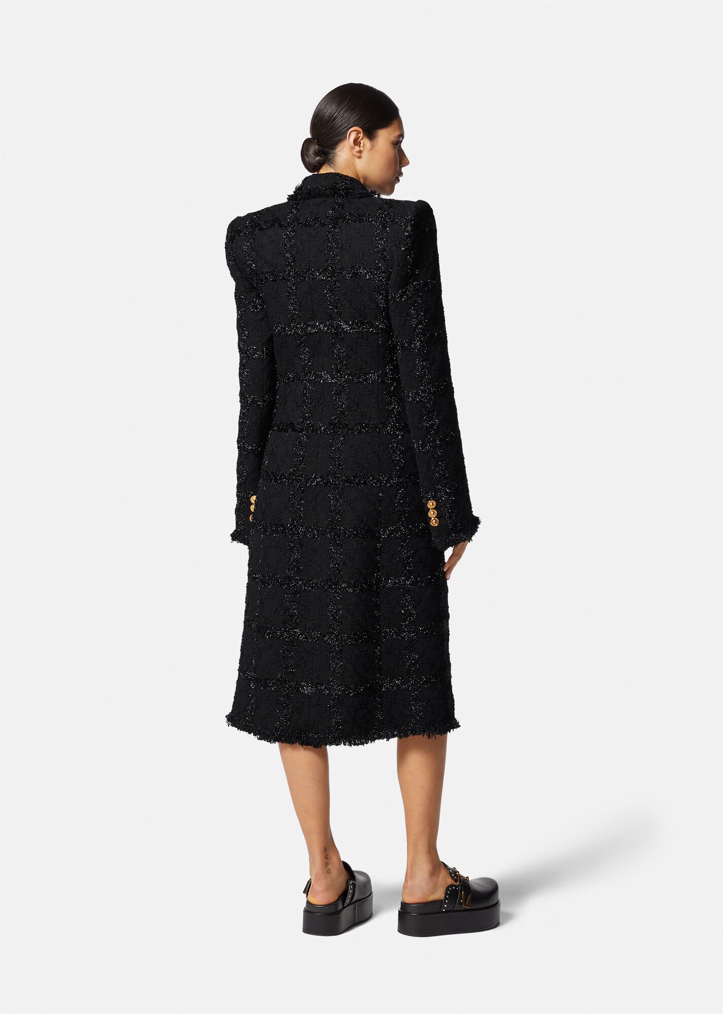 Spiked Tweed Long Coat - 4