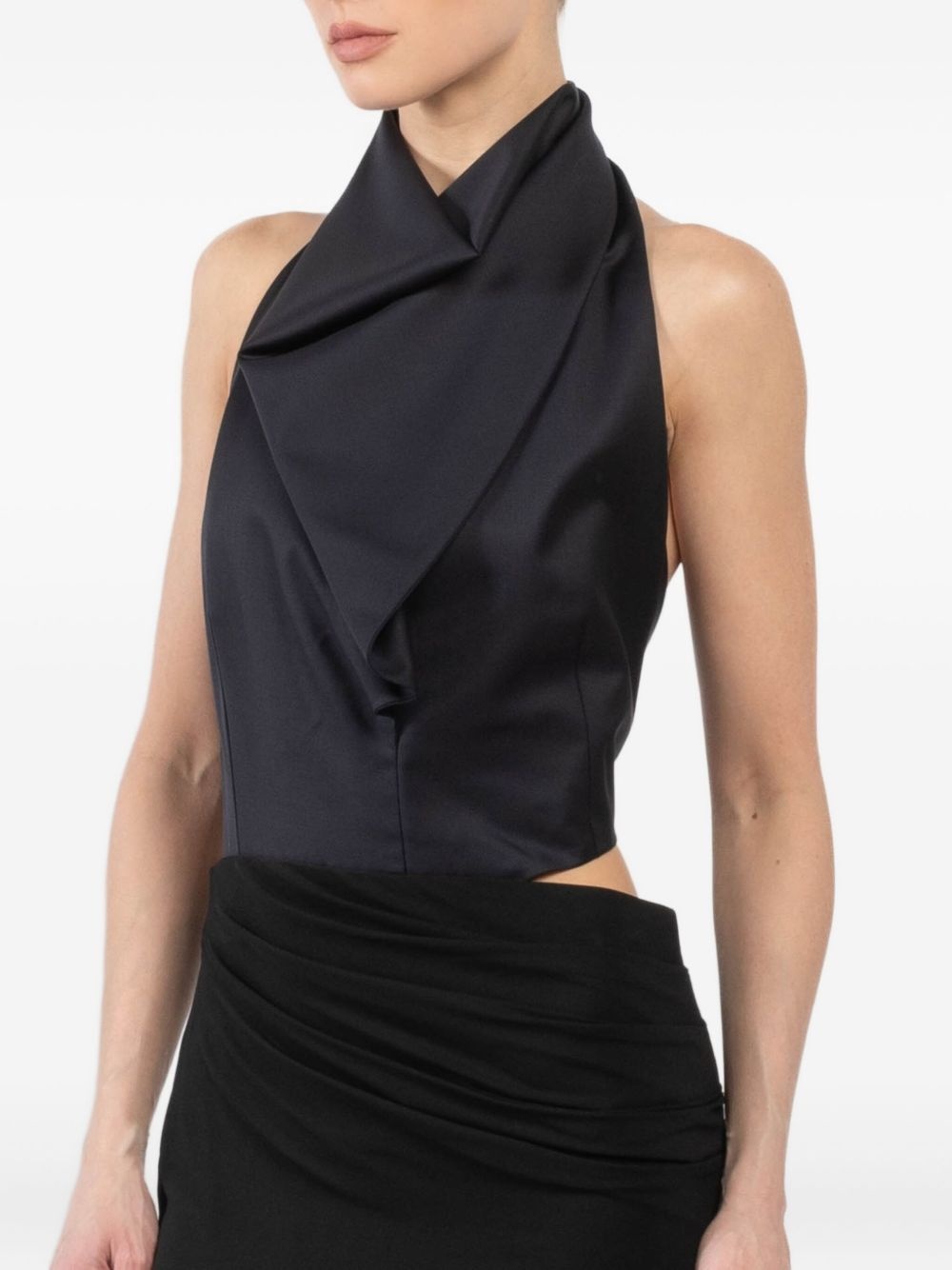draped halterneck evening dress - 6
