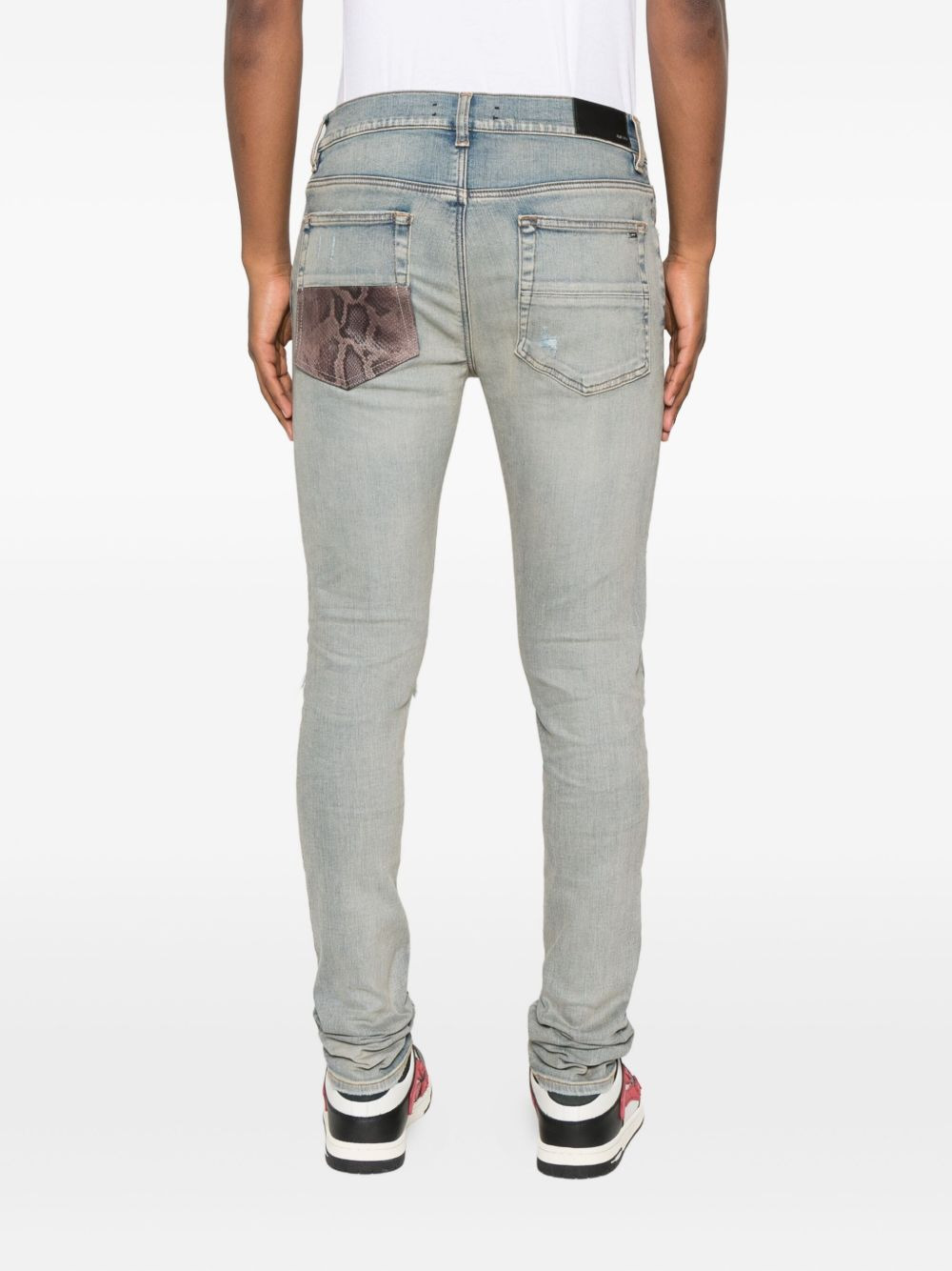 leather-trimmed jeans - 4