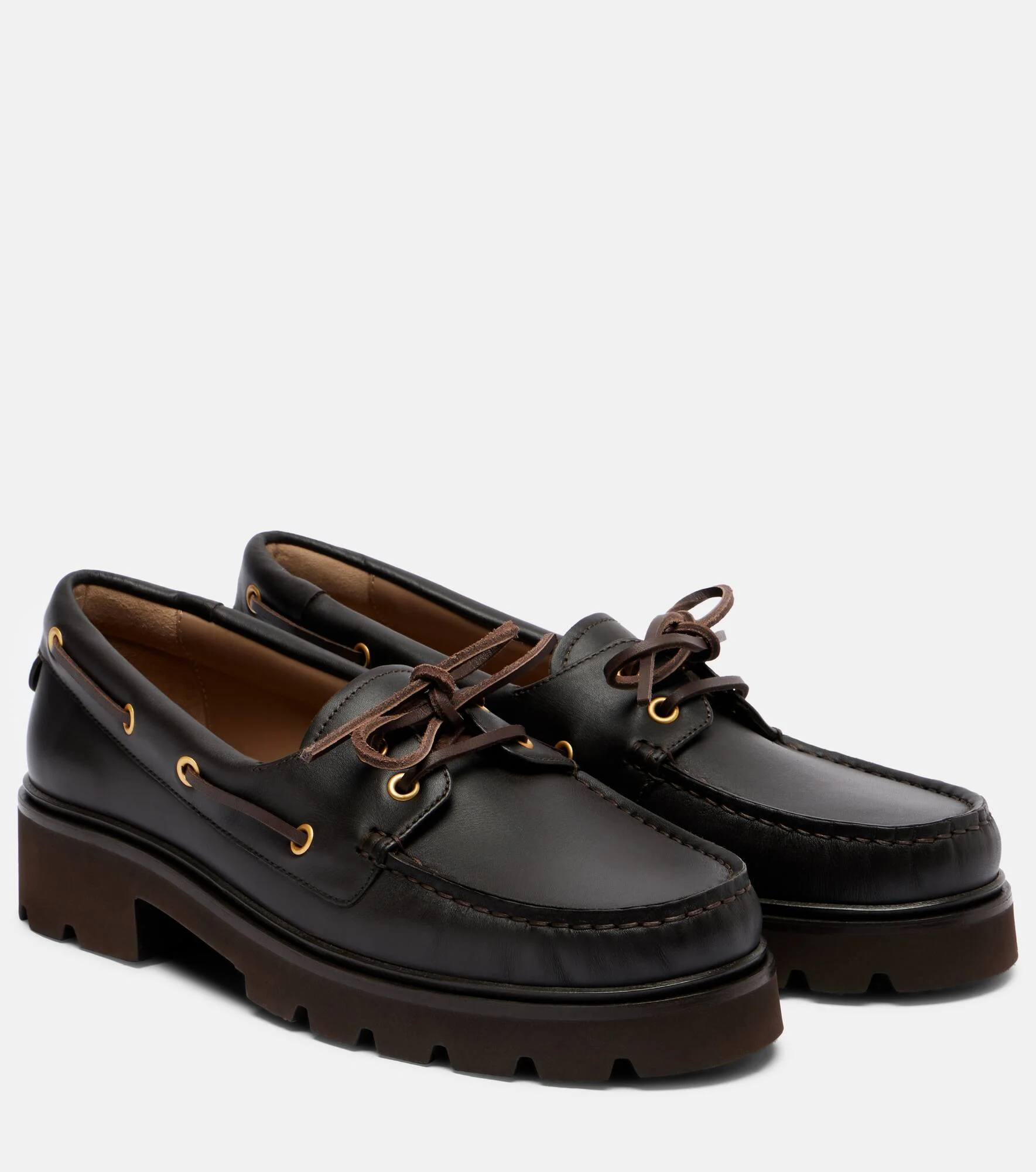 Leather boat shoes - 1