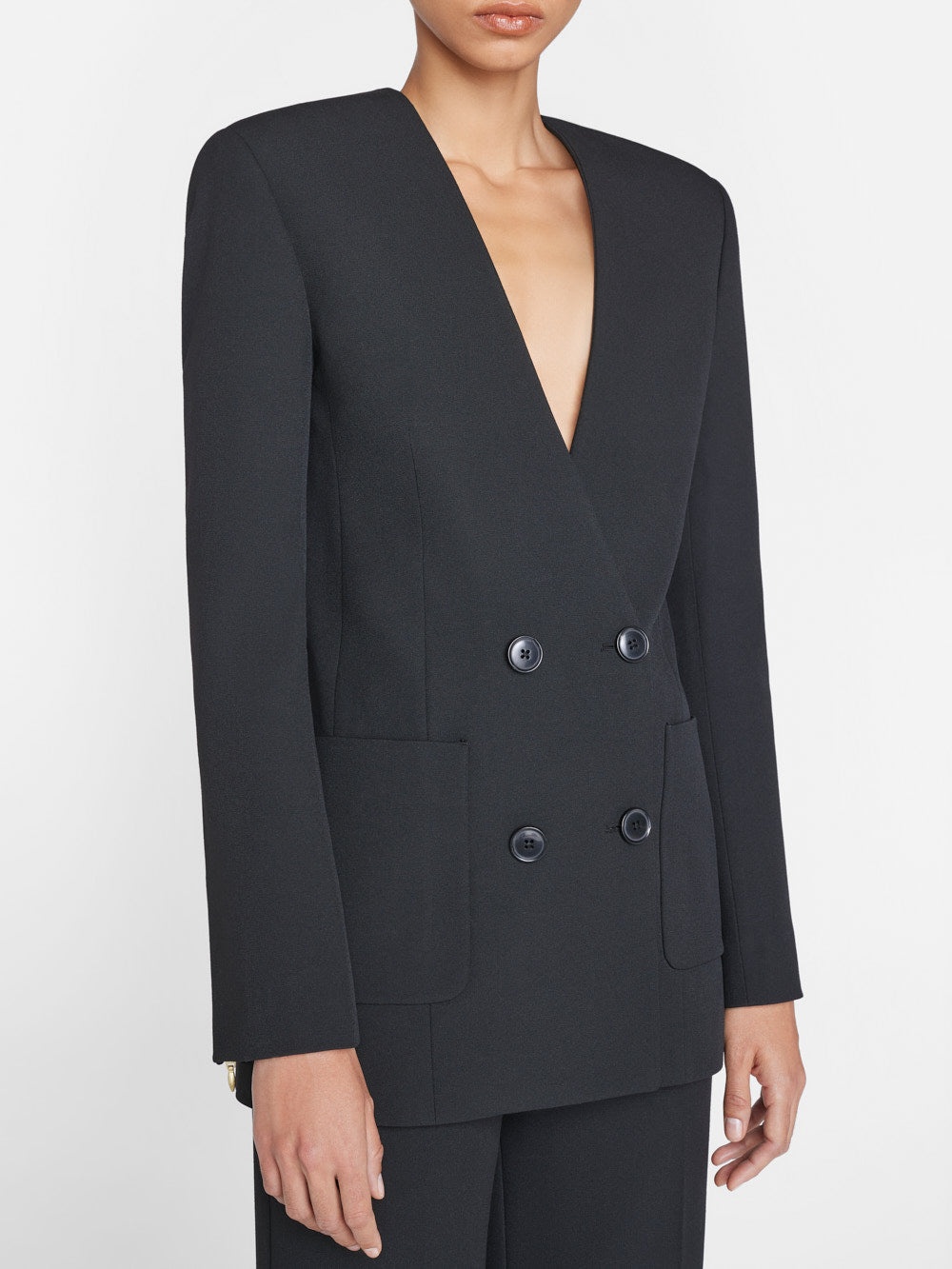 Clean Double Breasted Blazer in Noir - 7