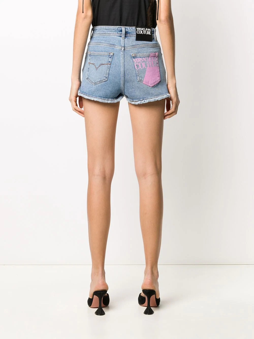 frayed denim shorts - 4