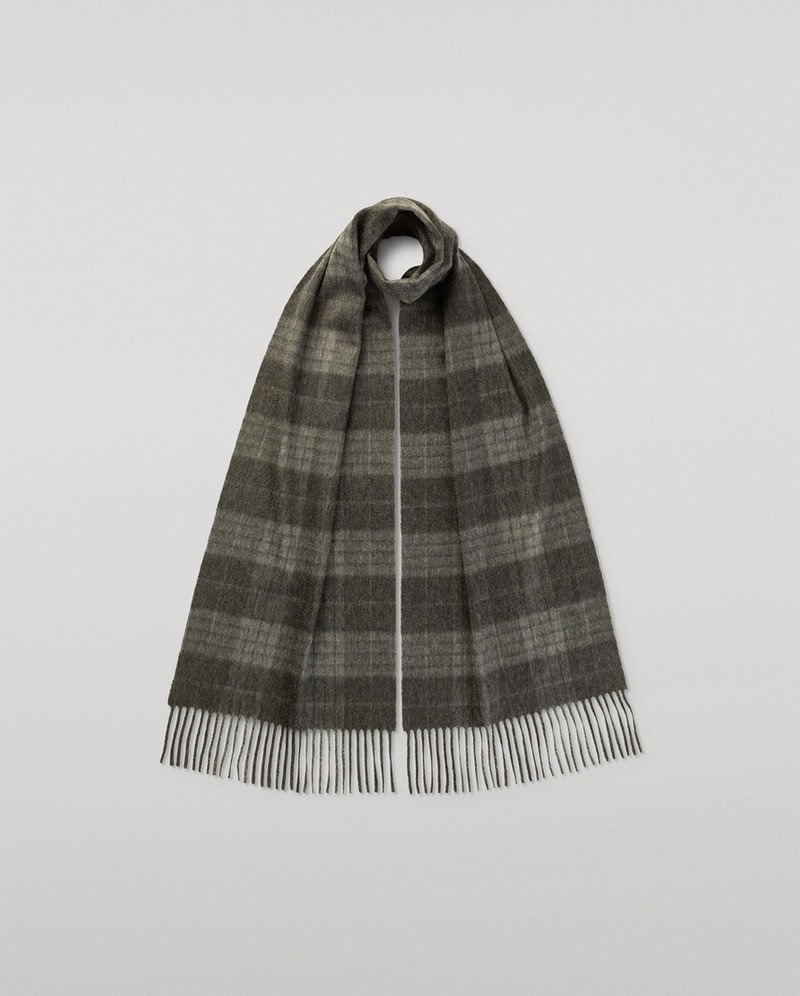 Vintage Check Grey Cashmere Scarf 1