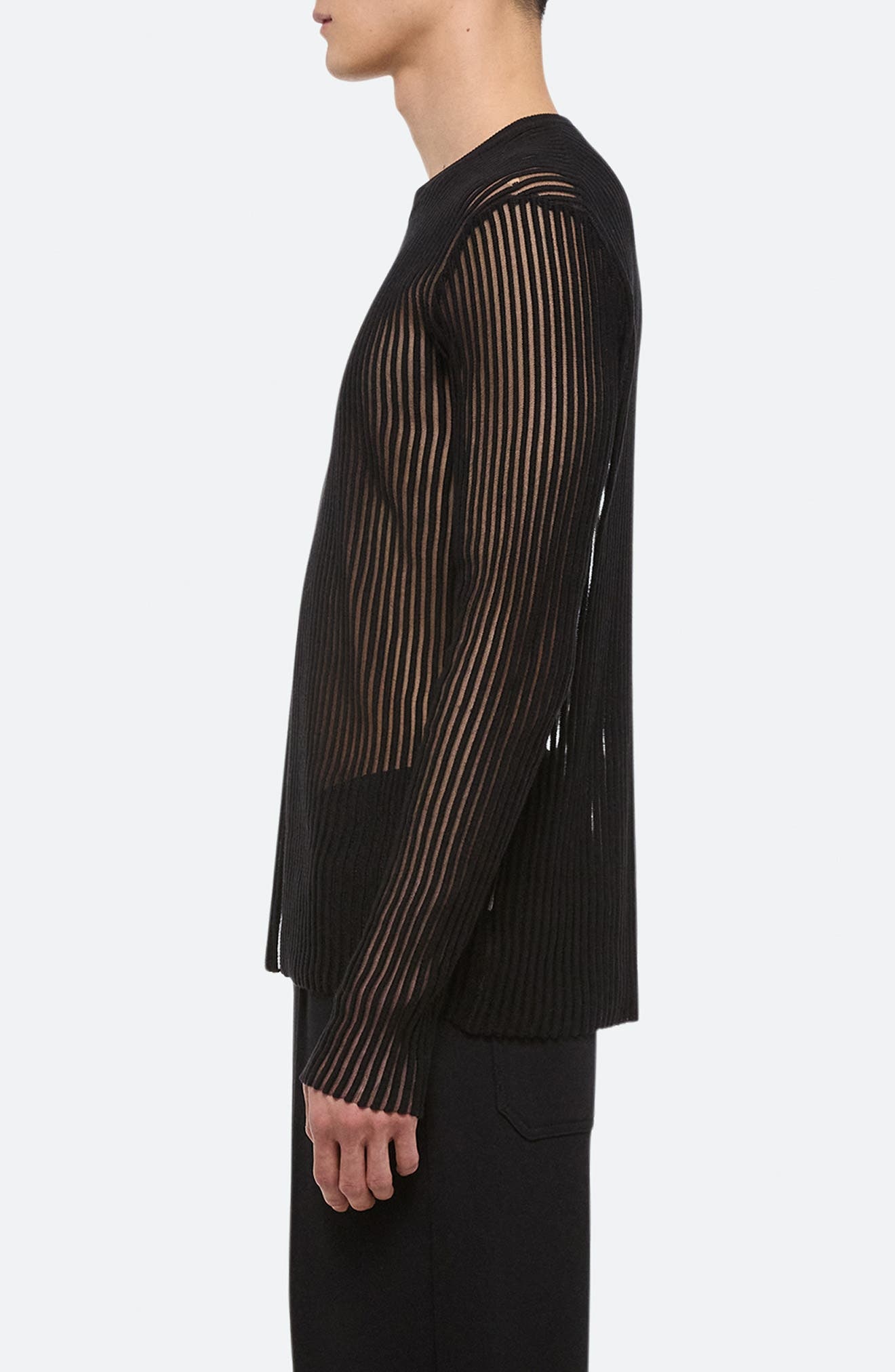 Helmut Lang Sheer Stripe Crewneck T-Shirt in Black at Nordstrom - 3