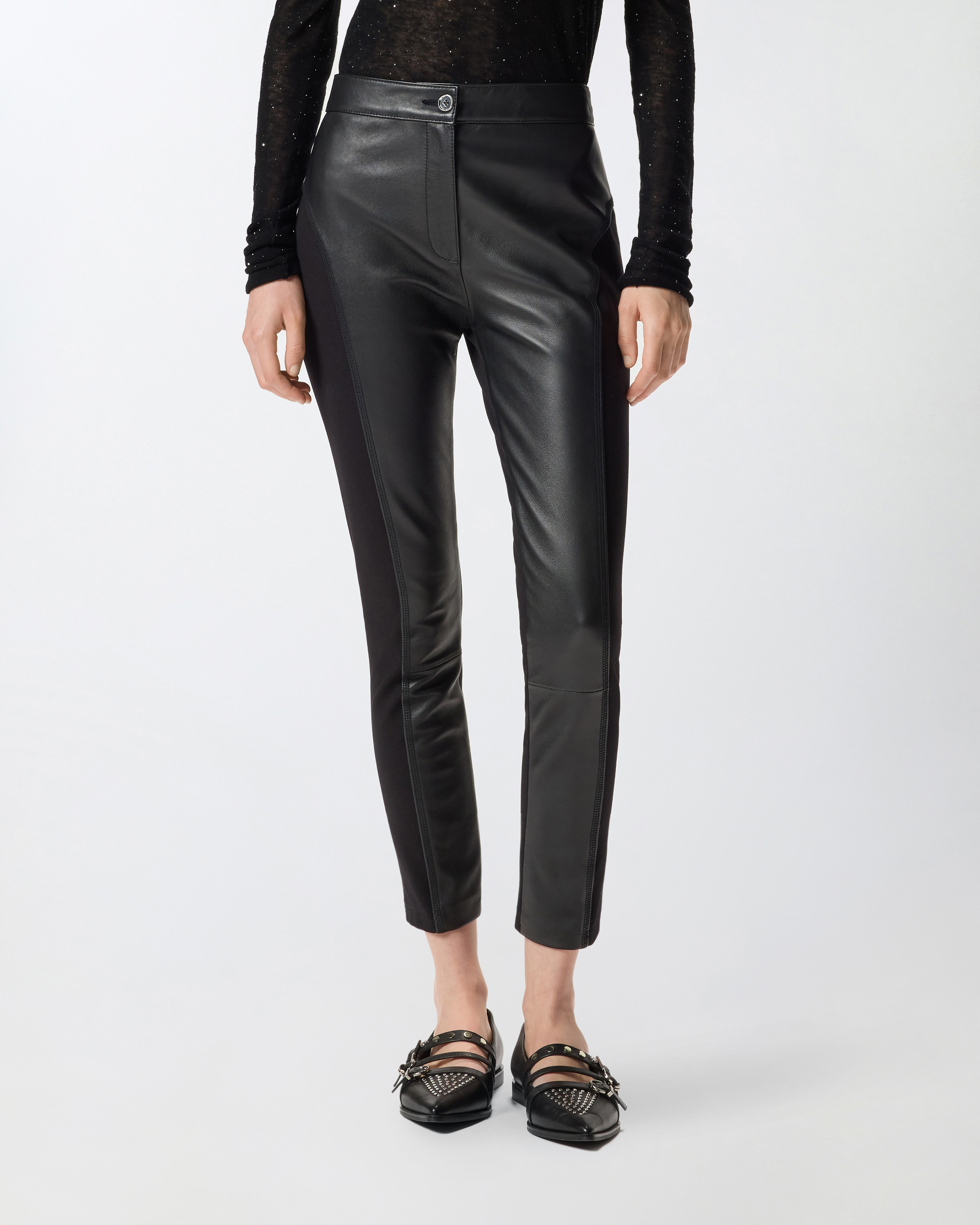 LEATHER AND STRETCH FABRIC TROUSERS - 2