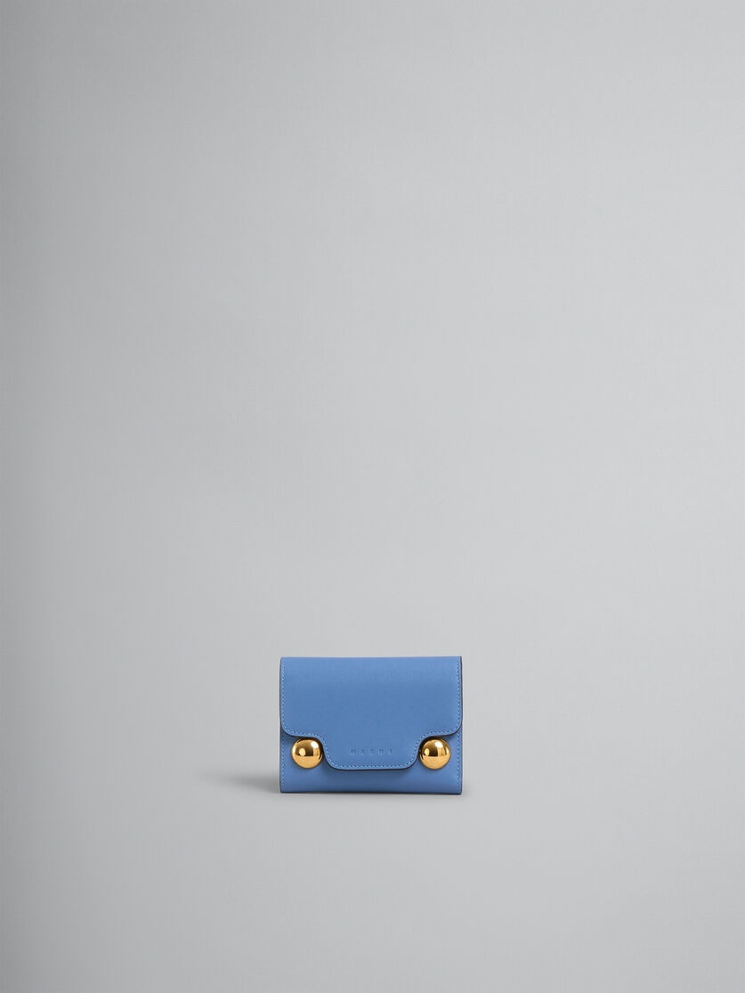 BLUE LEATHER TRUNKAROO TRIFOLD WALLET - 1