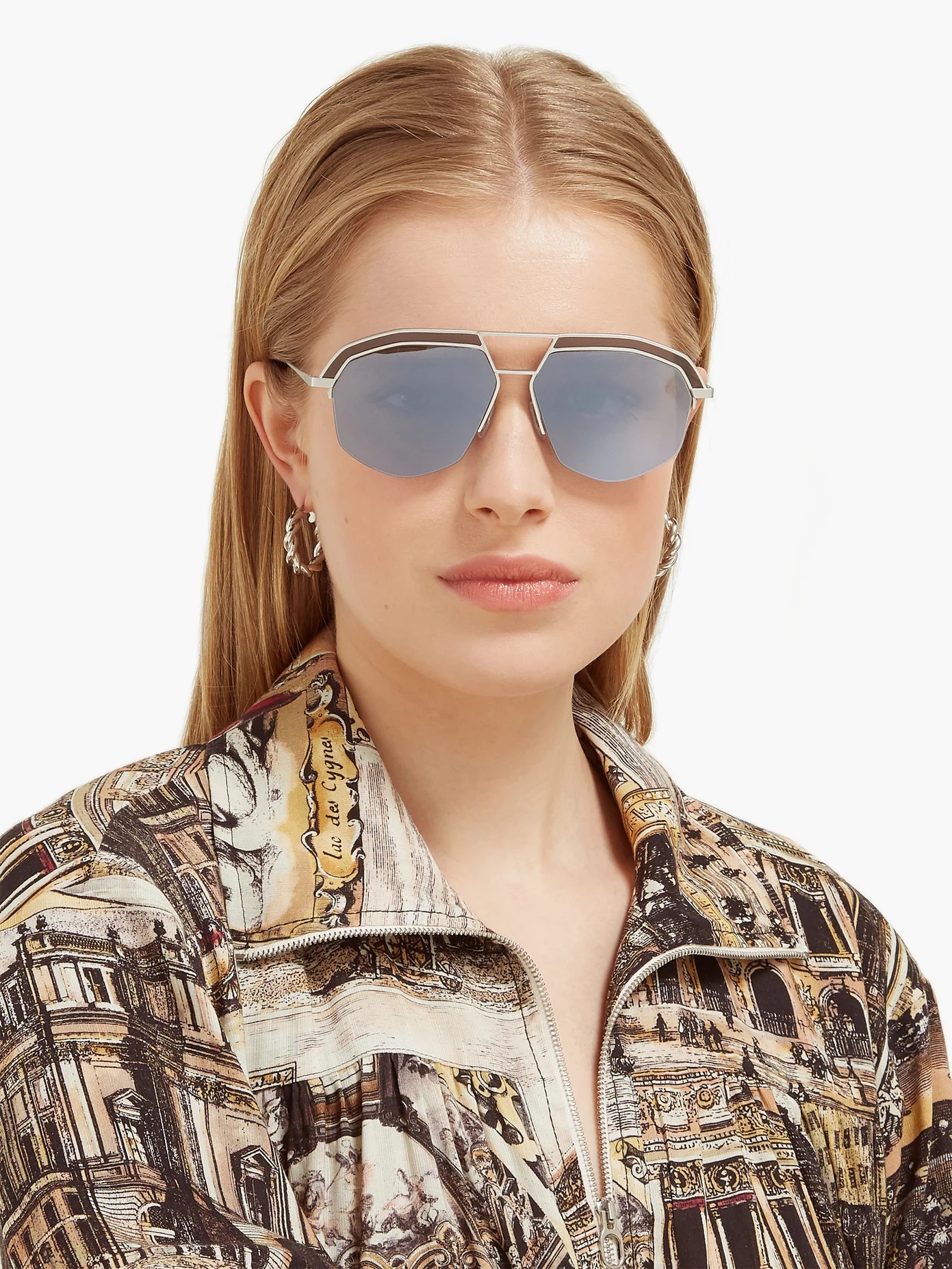 Geometrical aviator metal sunglasses - 2